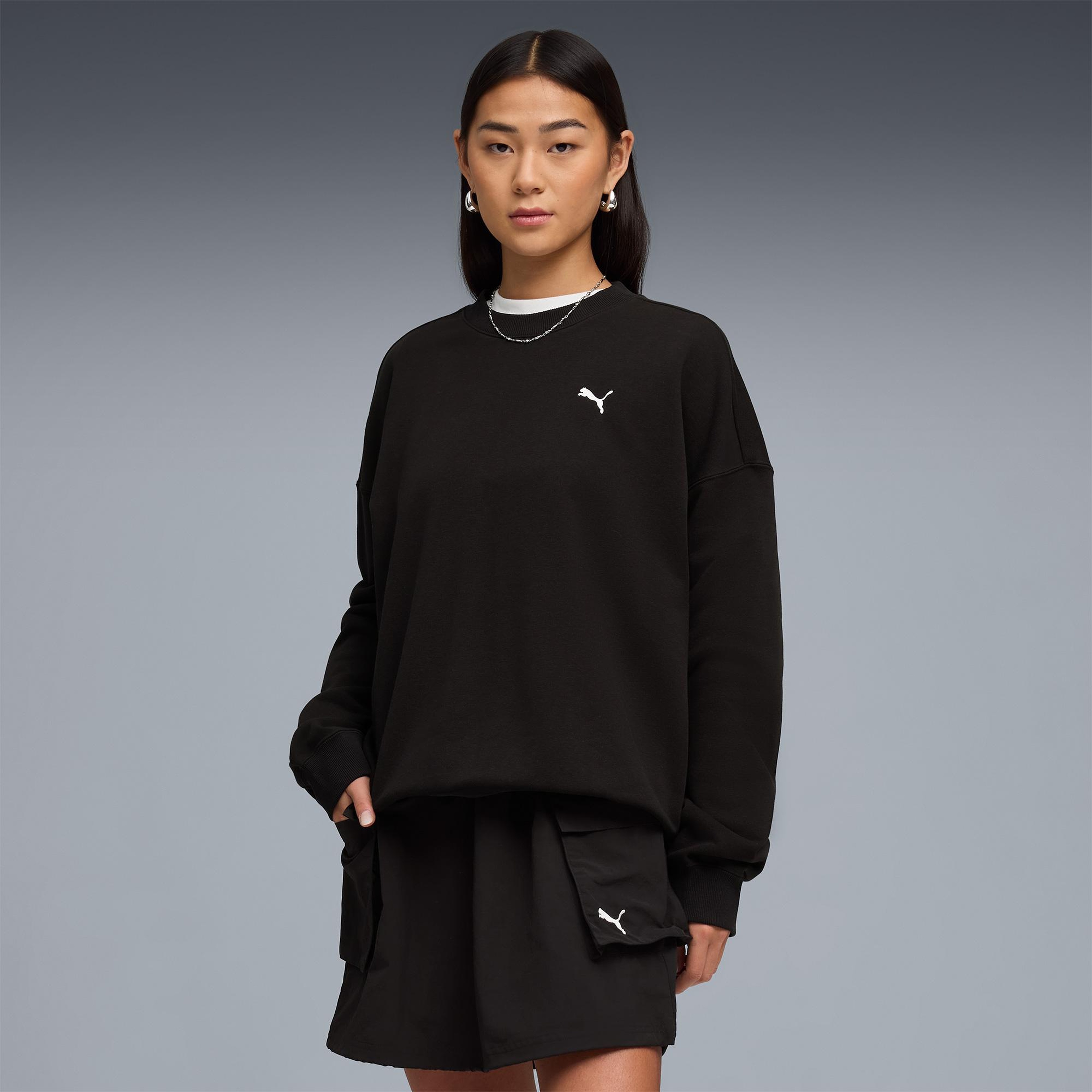 Puma Wardrobe Essentials Crew Kadın Siyah Sweatshirt