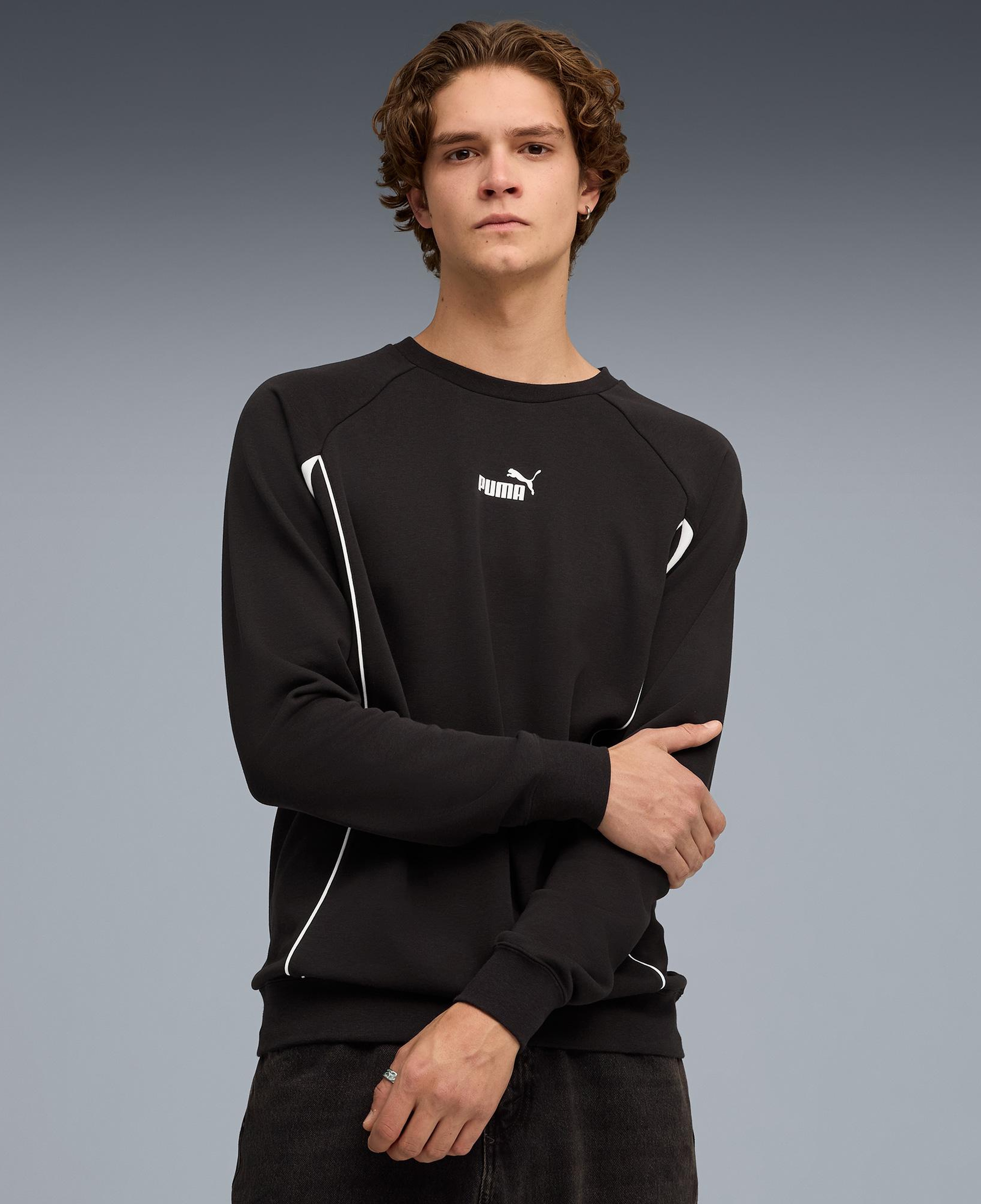 Puma Sport Crew Erkek Siyah Sweatshirt