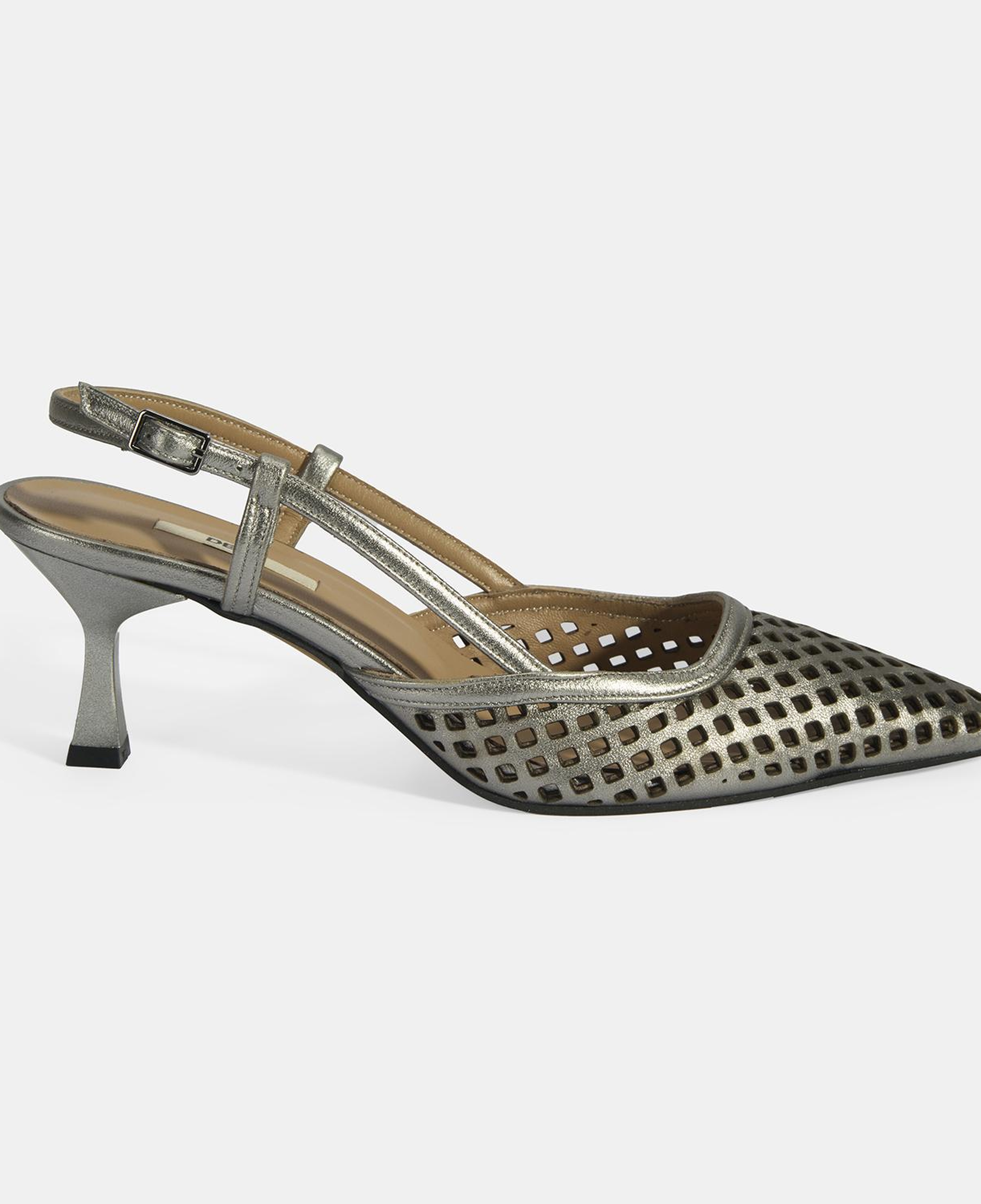 Kadın Perforeli Metalik Deri Slingback Ayakkabı