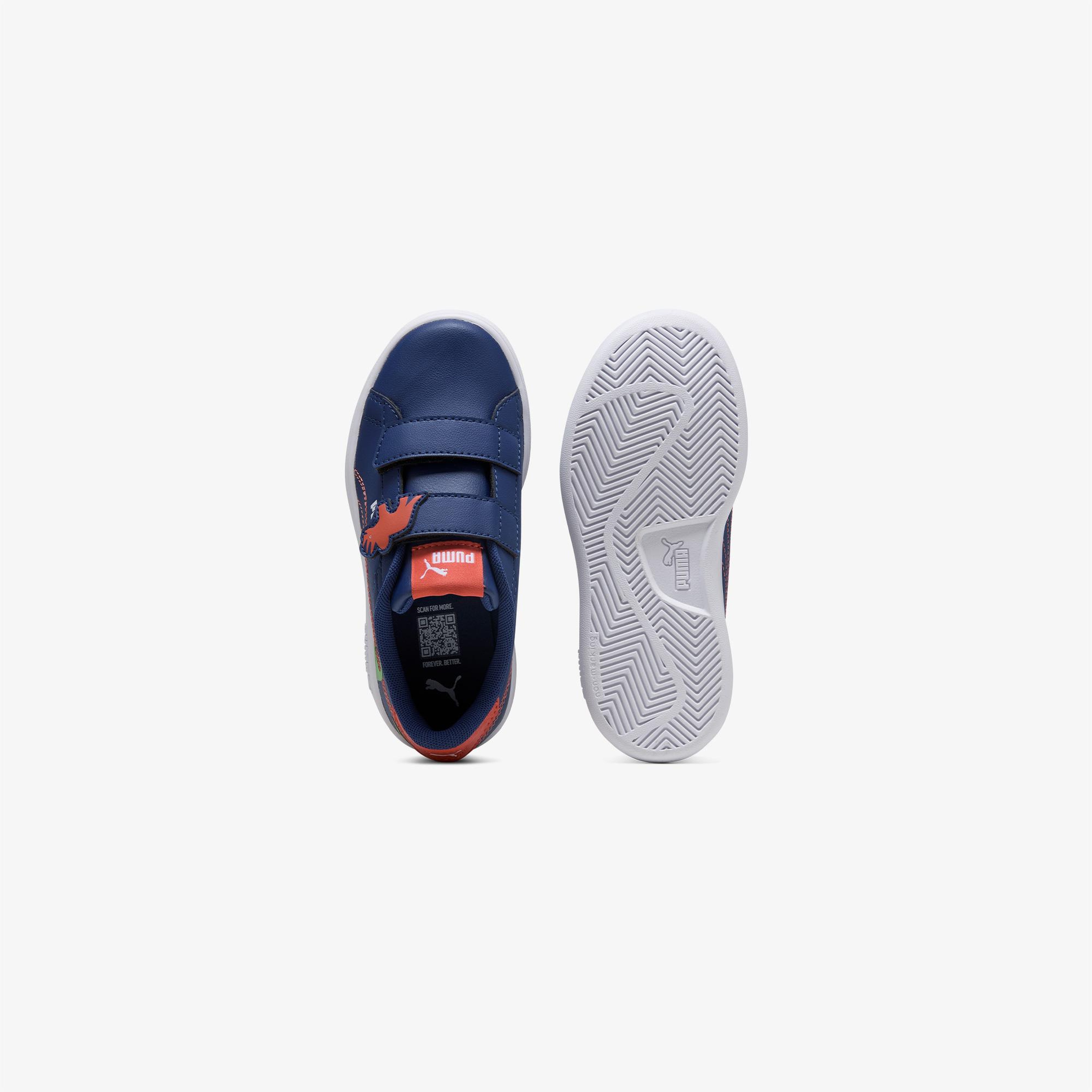 Puma Smash 3.0 Dino V Çocuk Mavi Spor Ayakkabı
