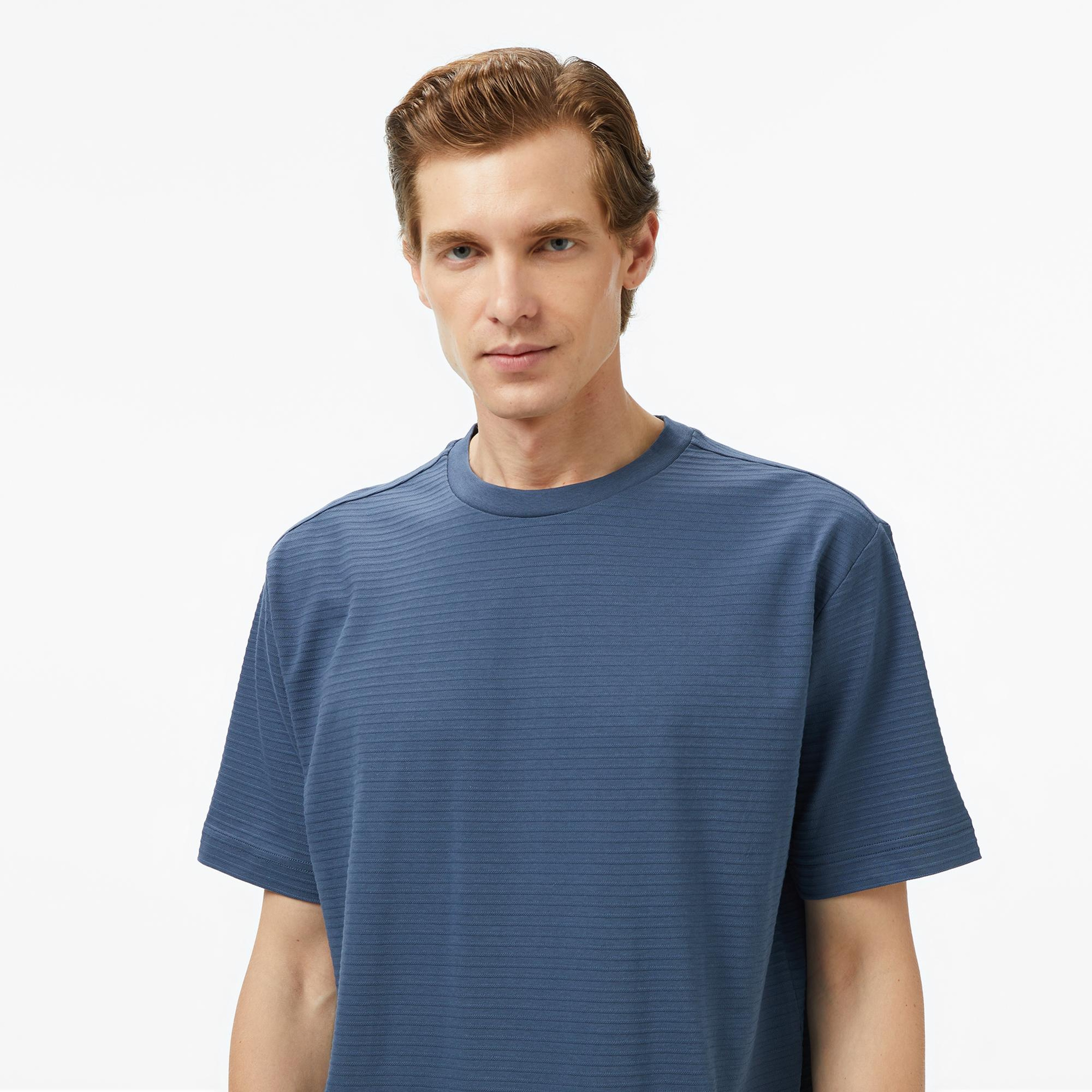 Nautica Erkek Mavi Regular Fit Çizgili T-Shirt