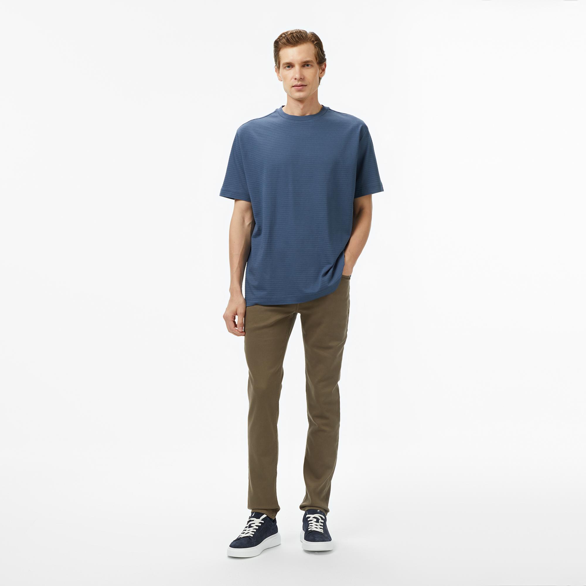 Nautica Erkek Mavi Regular Fit Çizgili T-Shirt