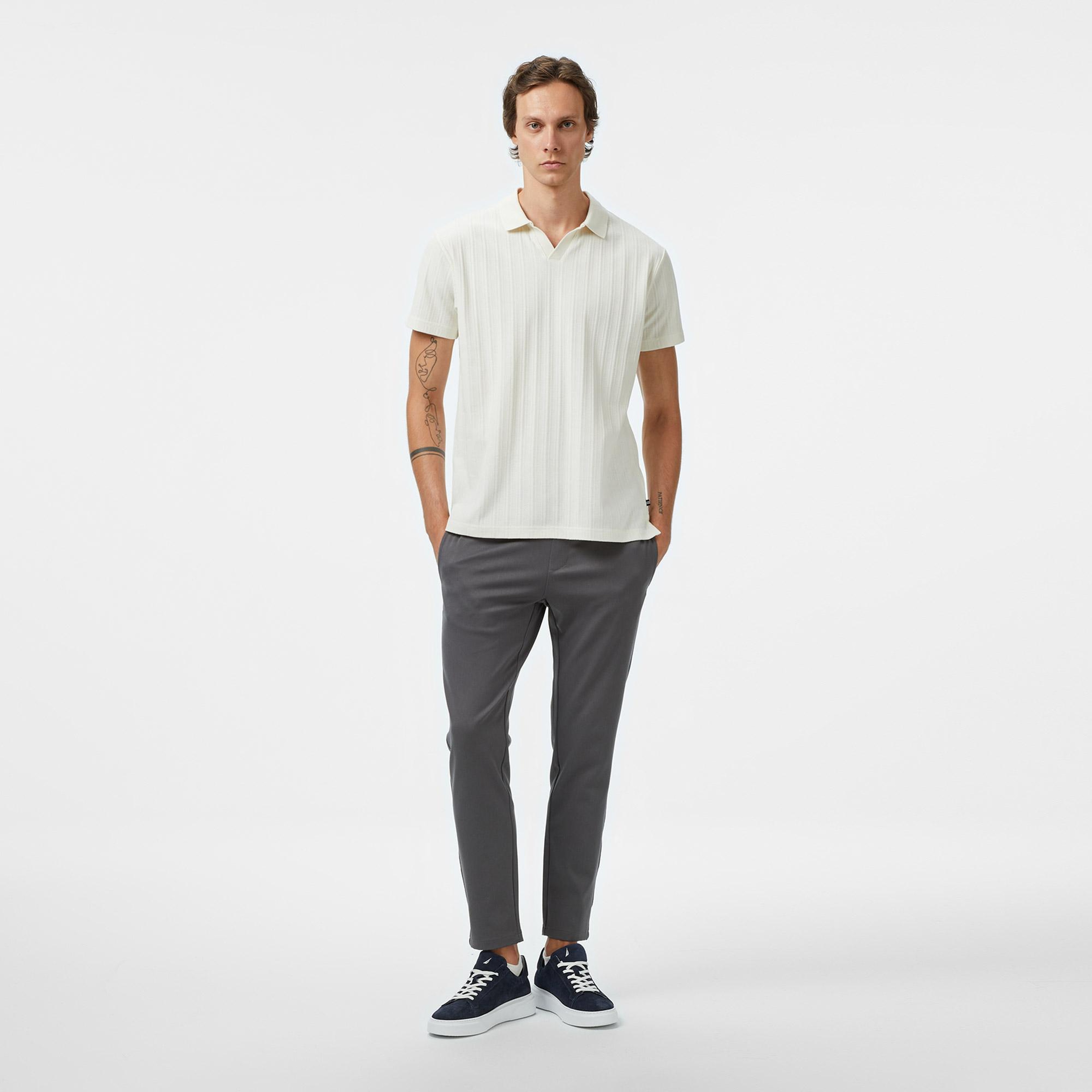 Nautica Erkek Krem Rengi Classic Fit Polo Yaka T-Shirt