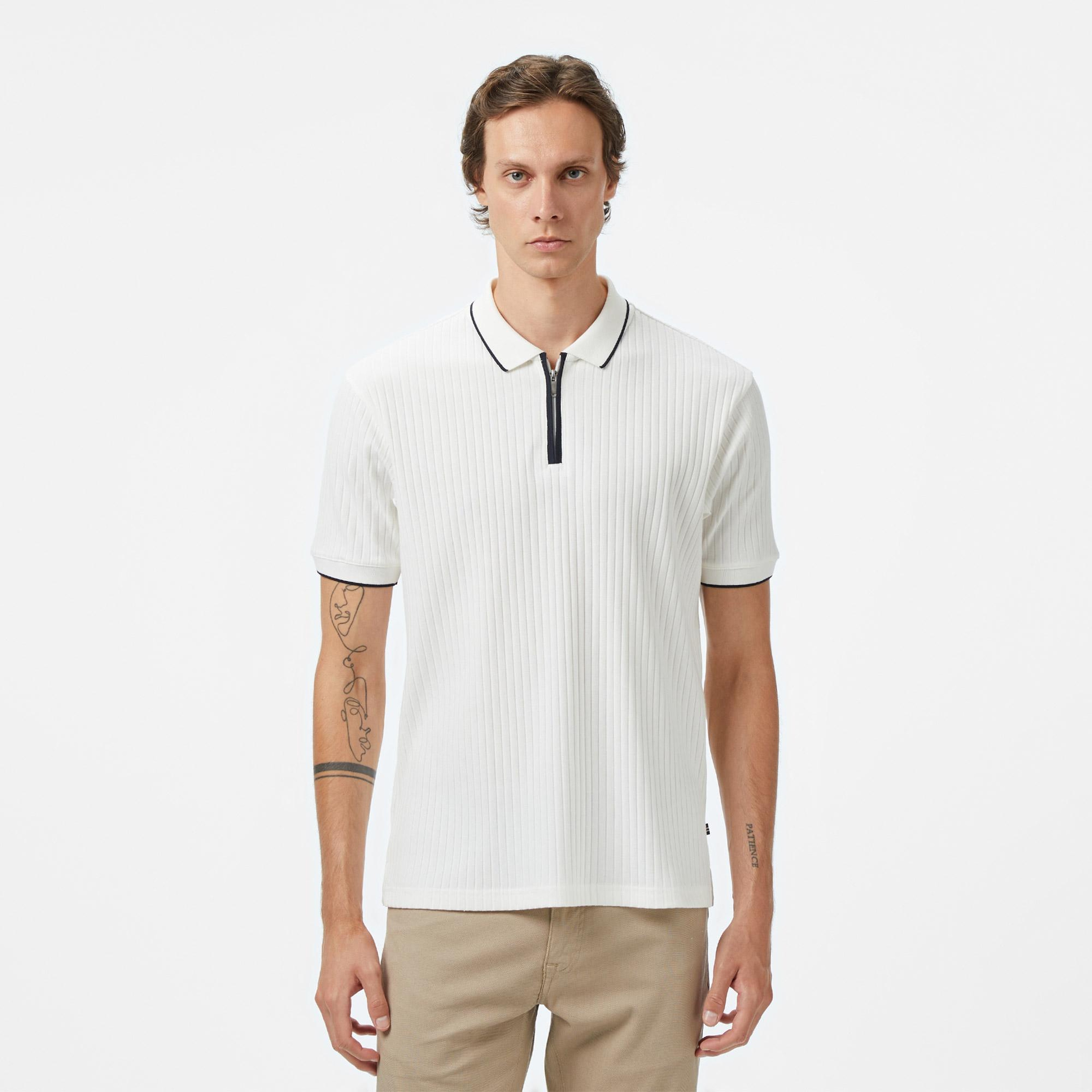 Nautica Erkek Beyaz Classic Fit Polo Yaka T-Shirt