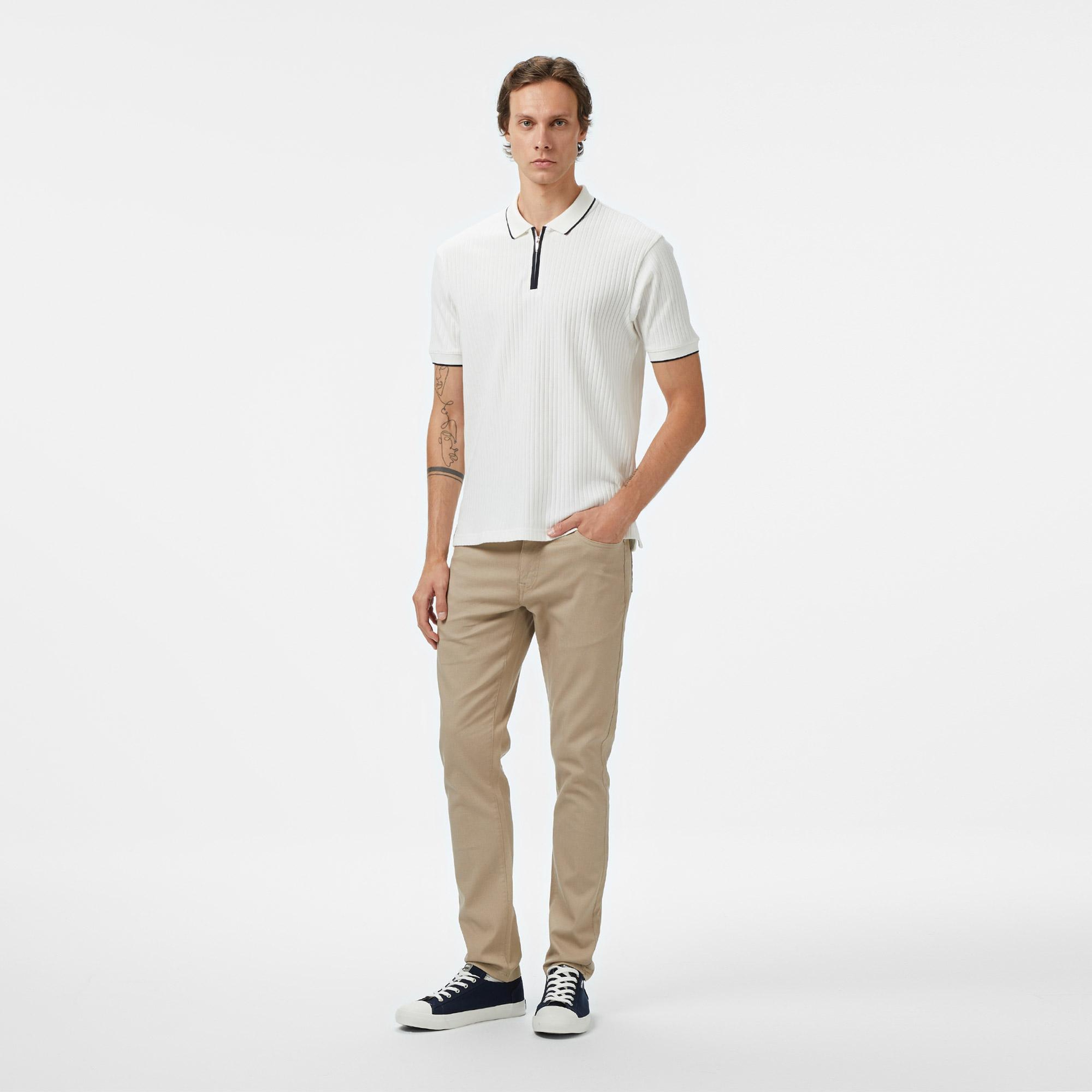 Nautica Erkek Beyaz Classic Fit Polo Yaka T-Shirt