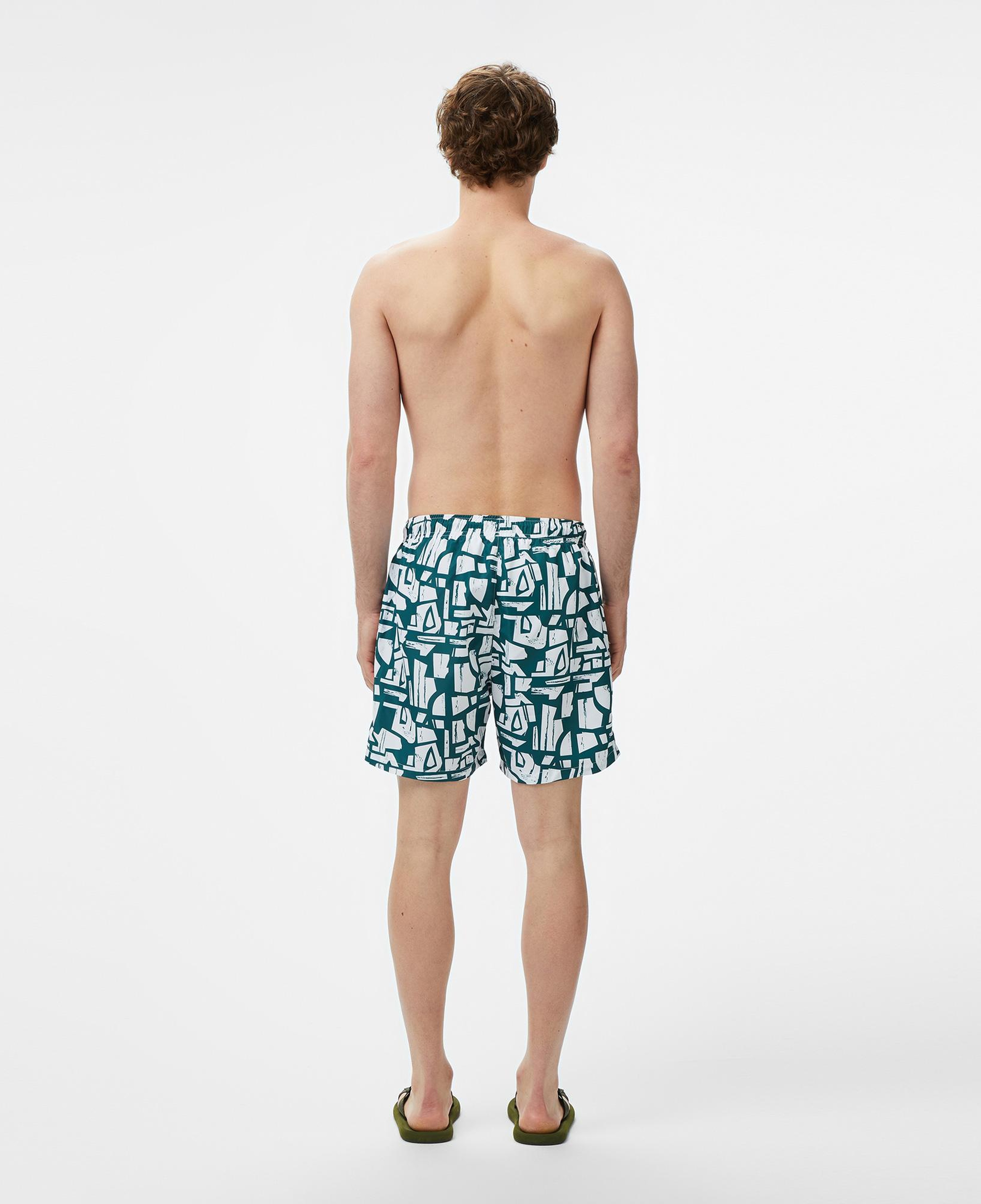 Nautica Erkek Yeşil Regular Fit Desenli Deniz Şortu