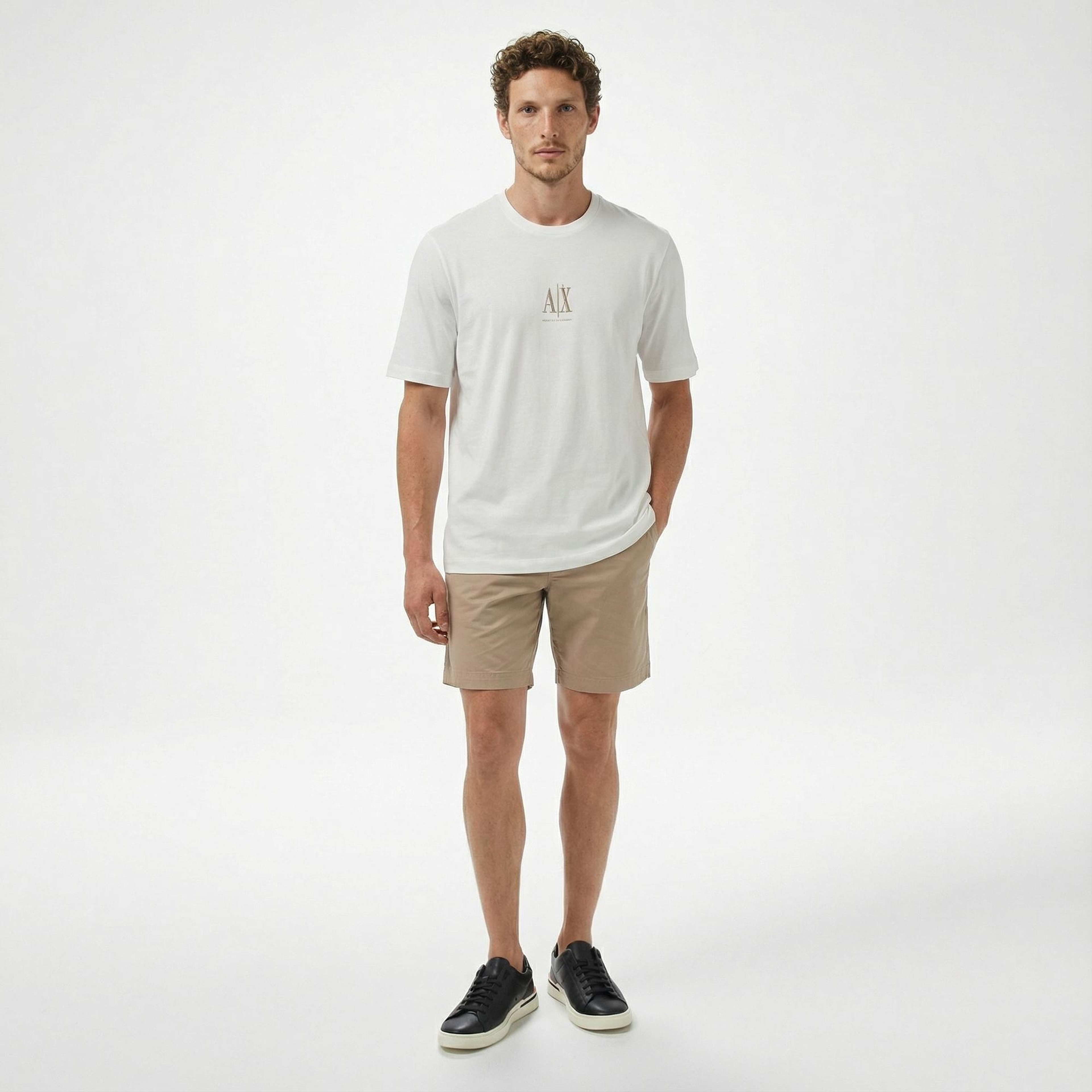 Armani Exchange Erkek Beyaz Bisiklet Yaka T-Shirt