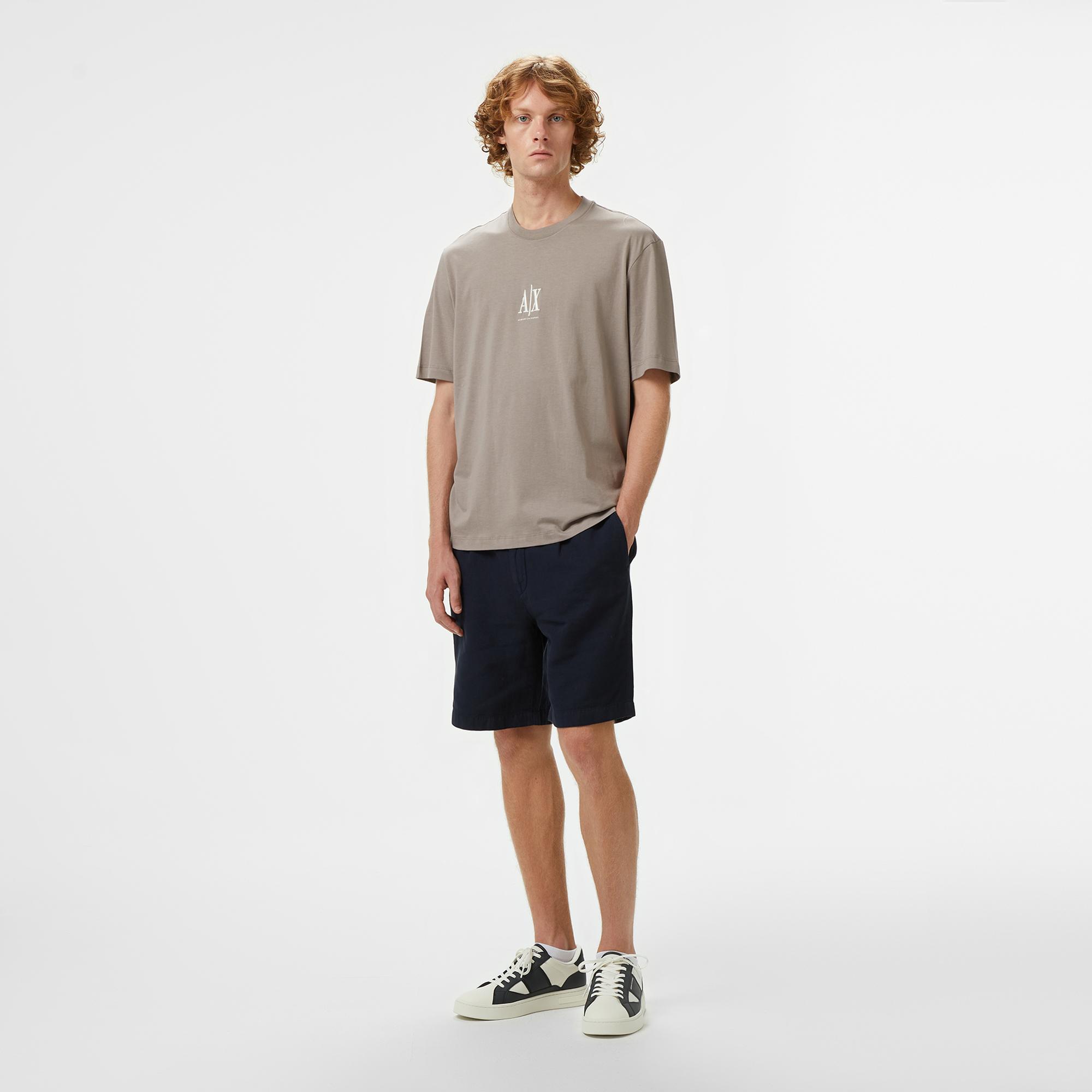 Armani Exchange Erkek Bej Bisiklet Yaka T-Shirt