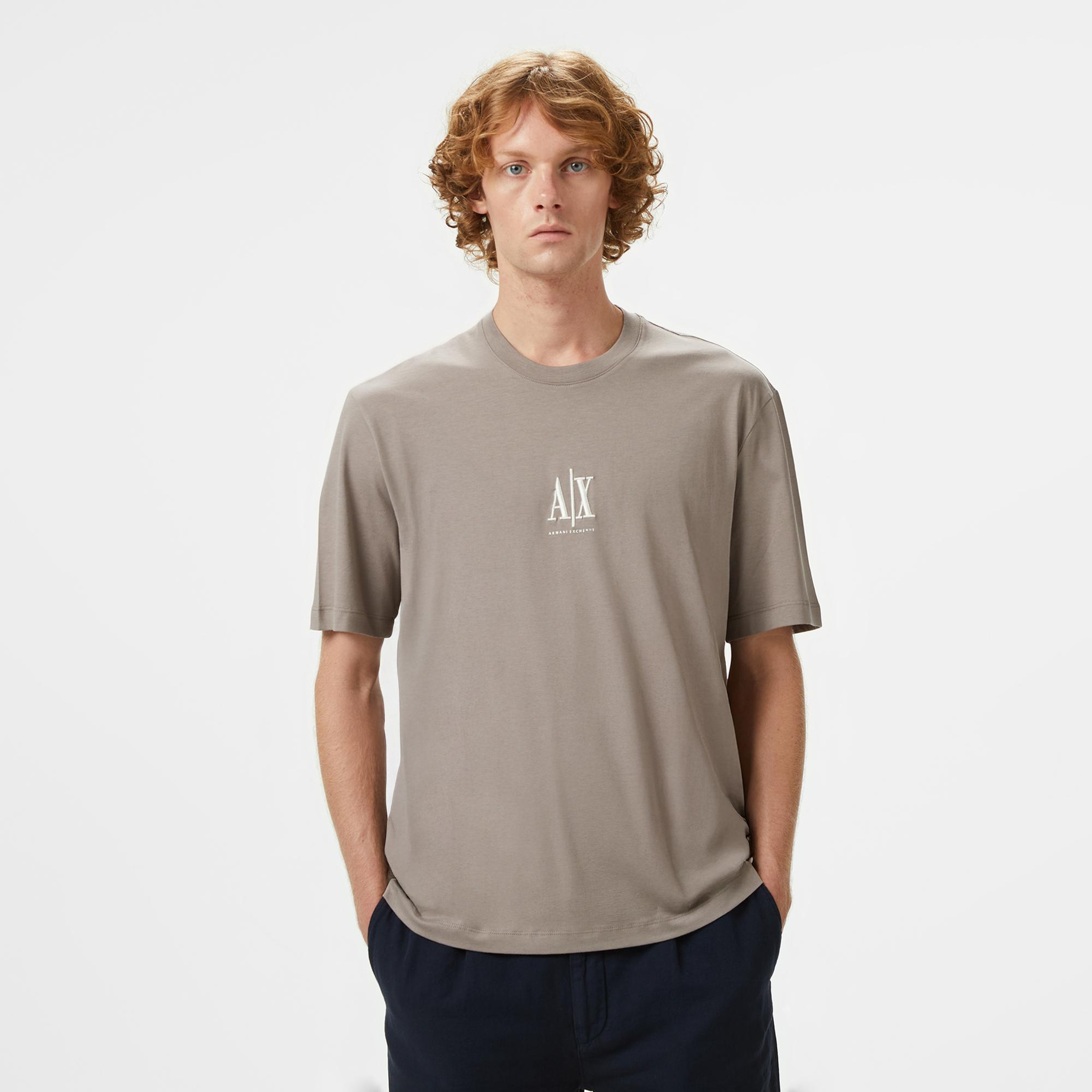 Armani Exchange Erkek Bej Bisiklet Yaka T-Shirt