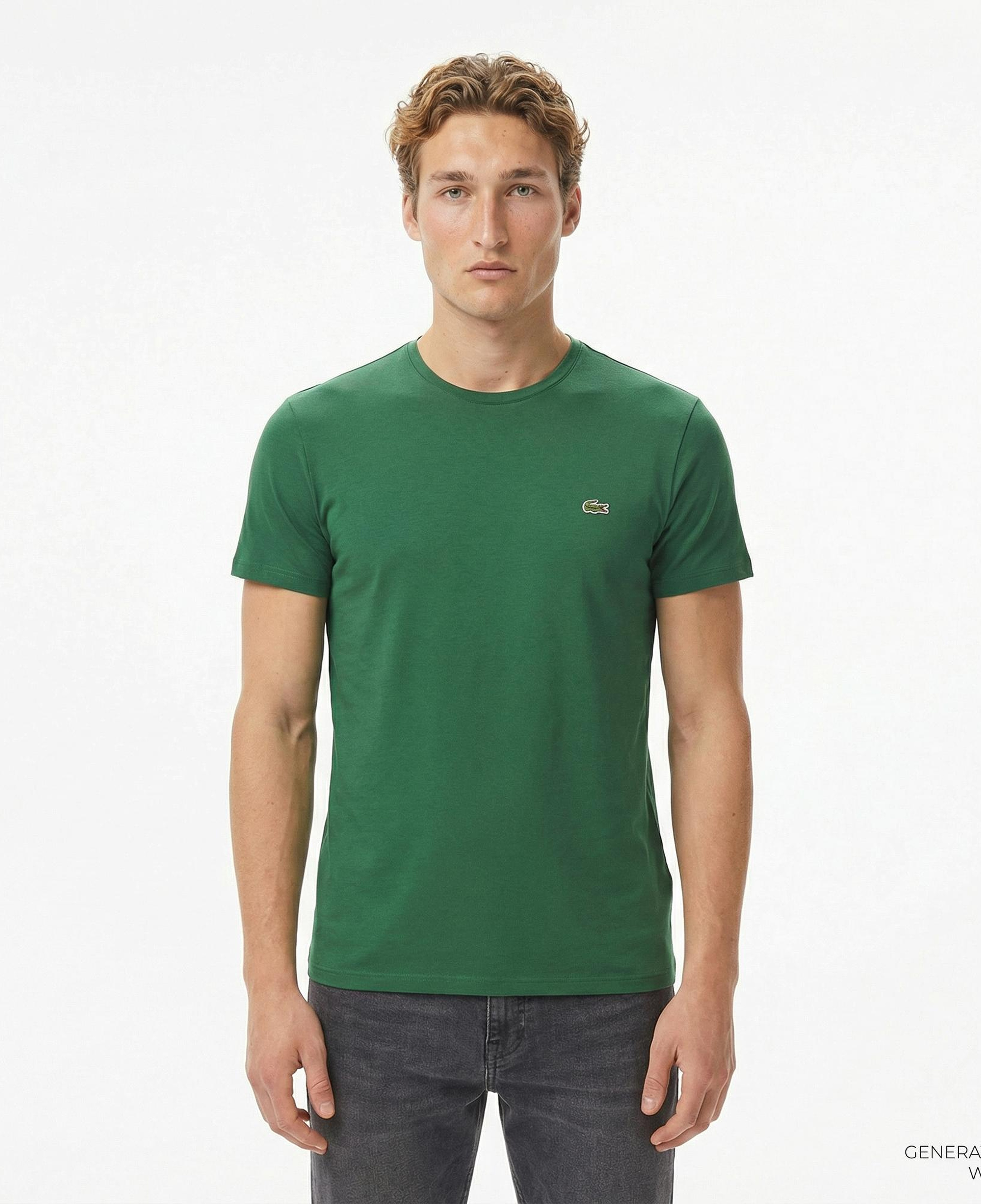 Lacoste Erkek Slim Fit Bisiklet Yaka Koyu Yeşil T-Shirt