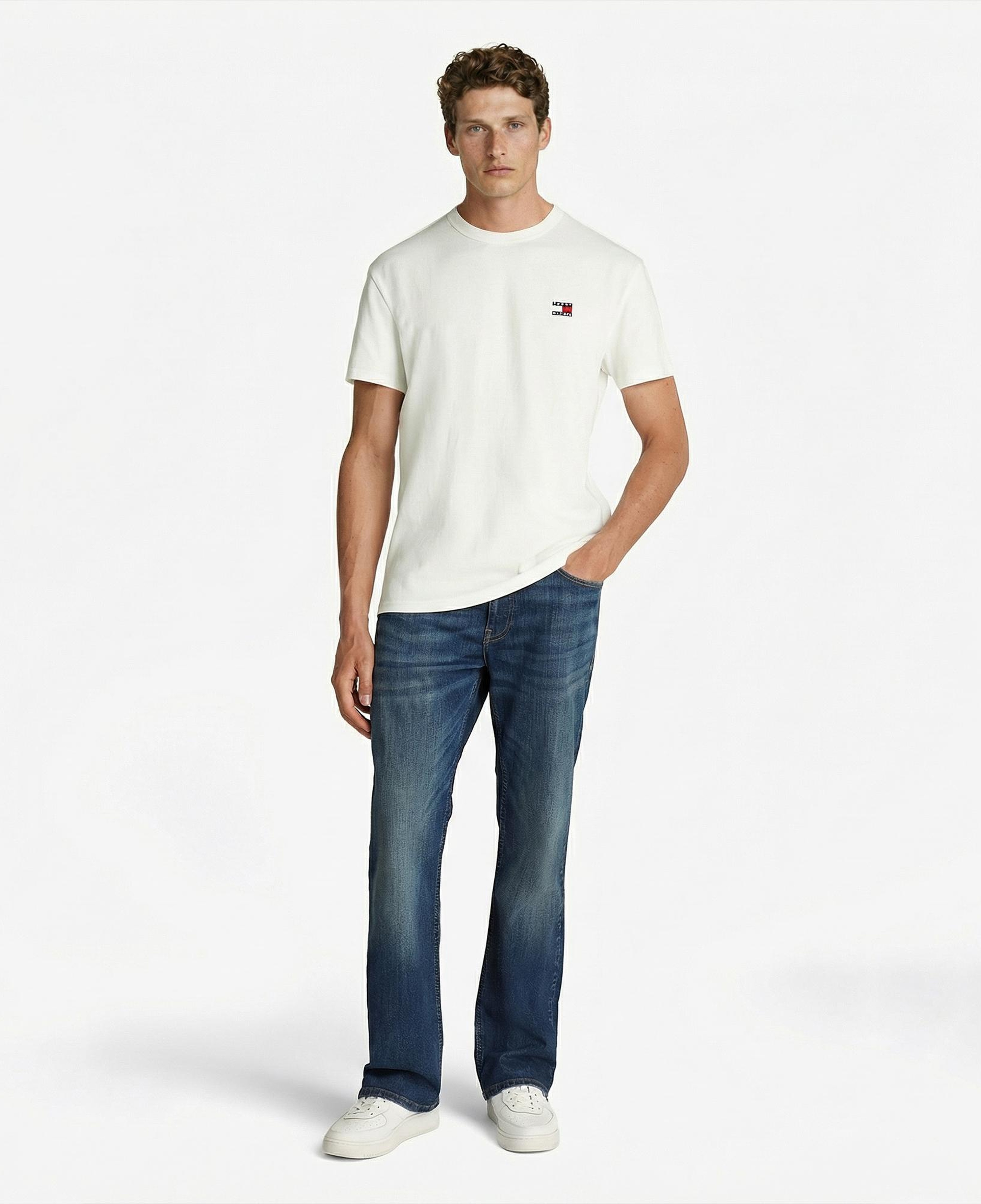 Tommy Hilfiger Badge Erkek Beyaz T-Shirt