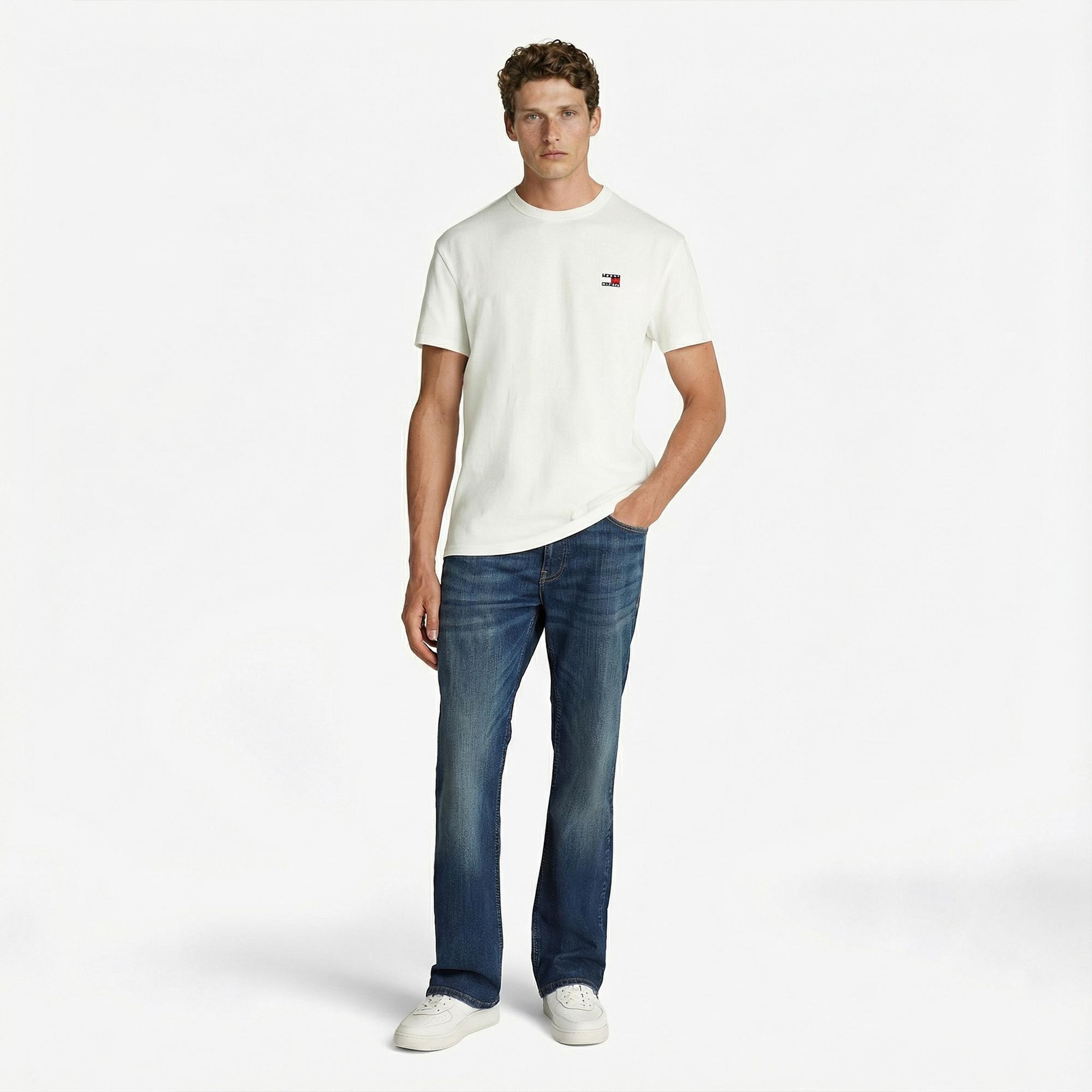 Tommy Hilfiger Badge Erkek Beyaz T-Shirt
