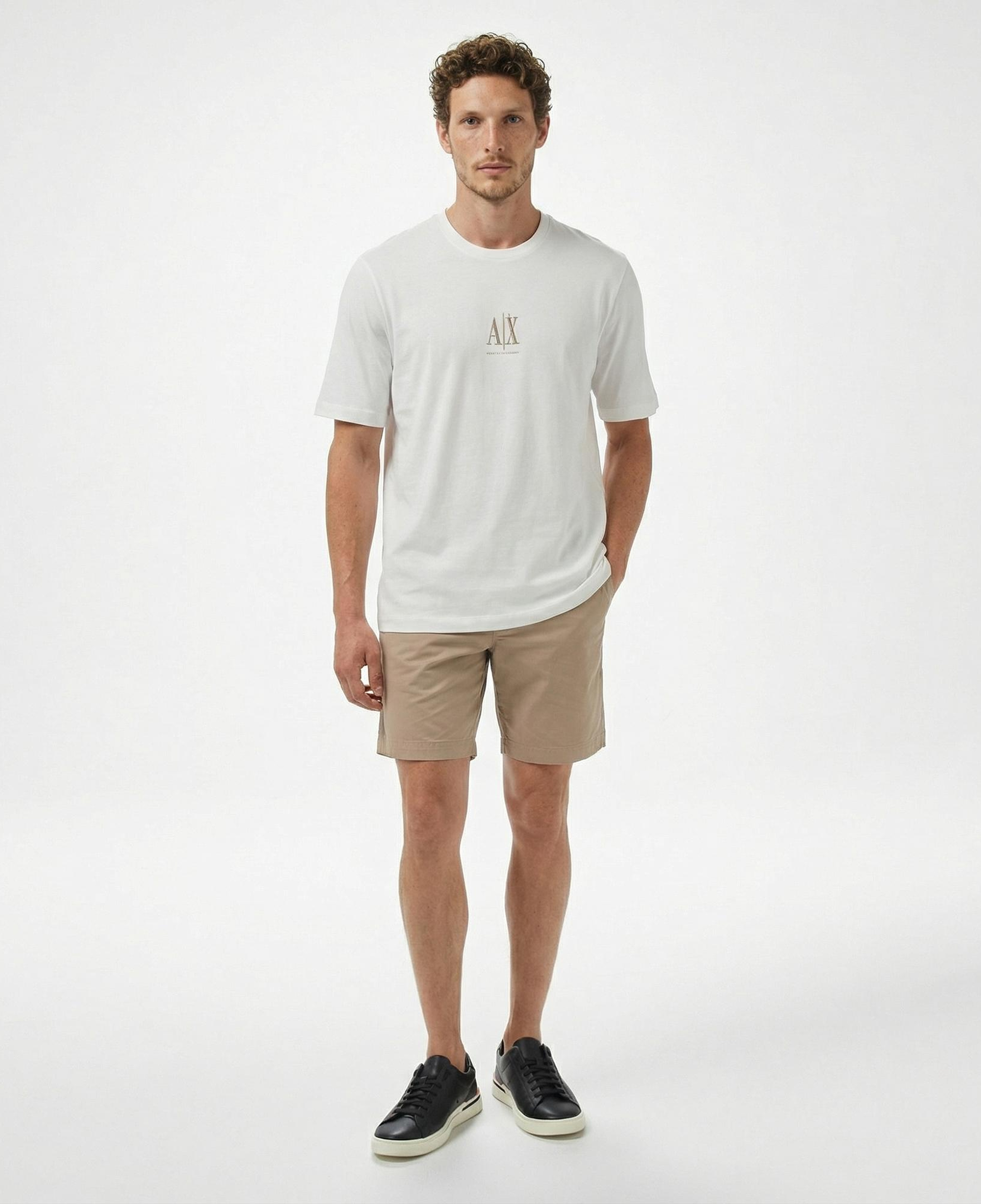 Armani Exchange Erkek Beyaz Bisiklet Yaka T-Shirt
