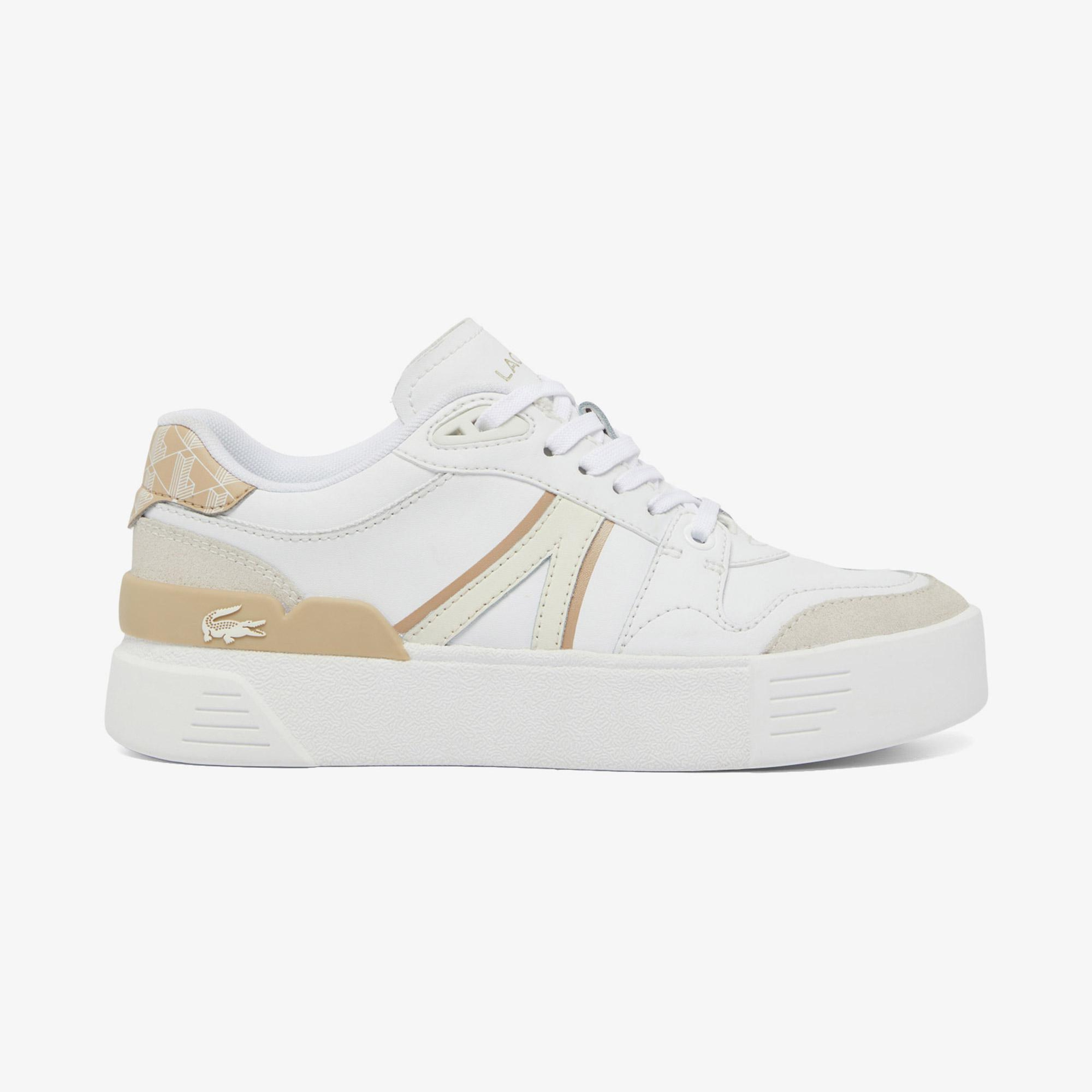 Lacoste L002 Evo Kadın Beyaz/Kahverengi Sneaker