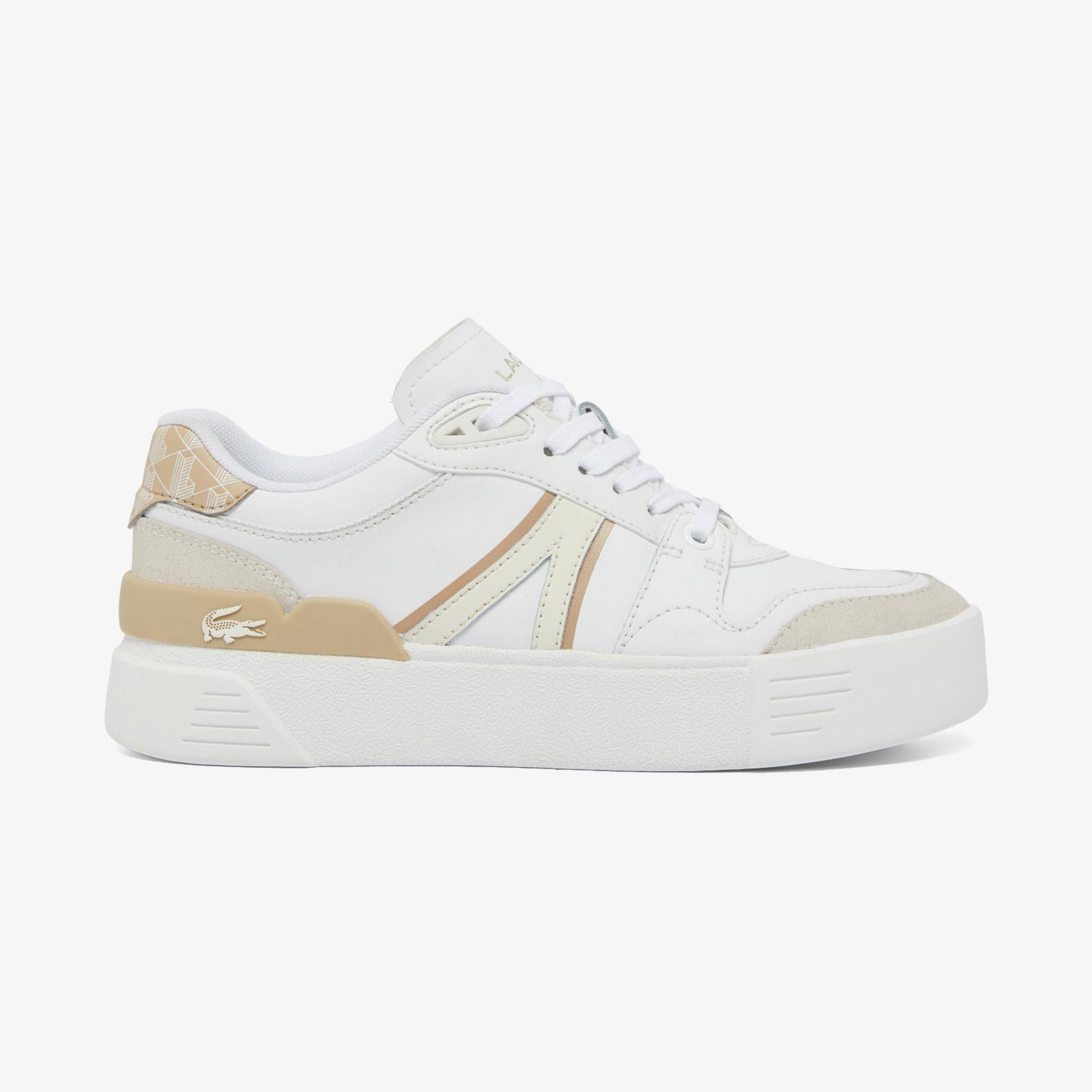 Lacoste L002 Evo Kadın Beyaz/Kahverengi Sneaker