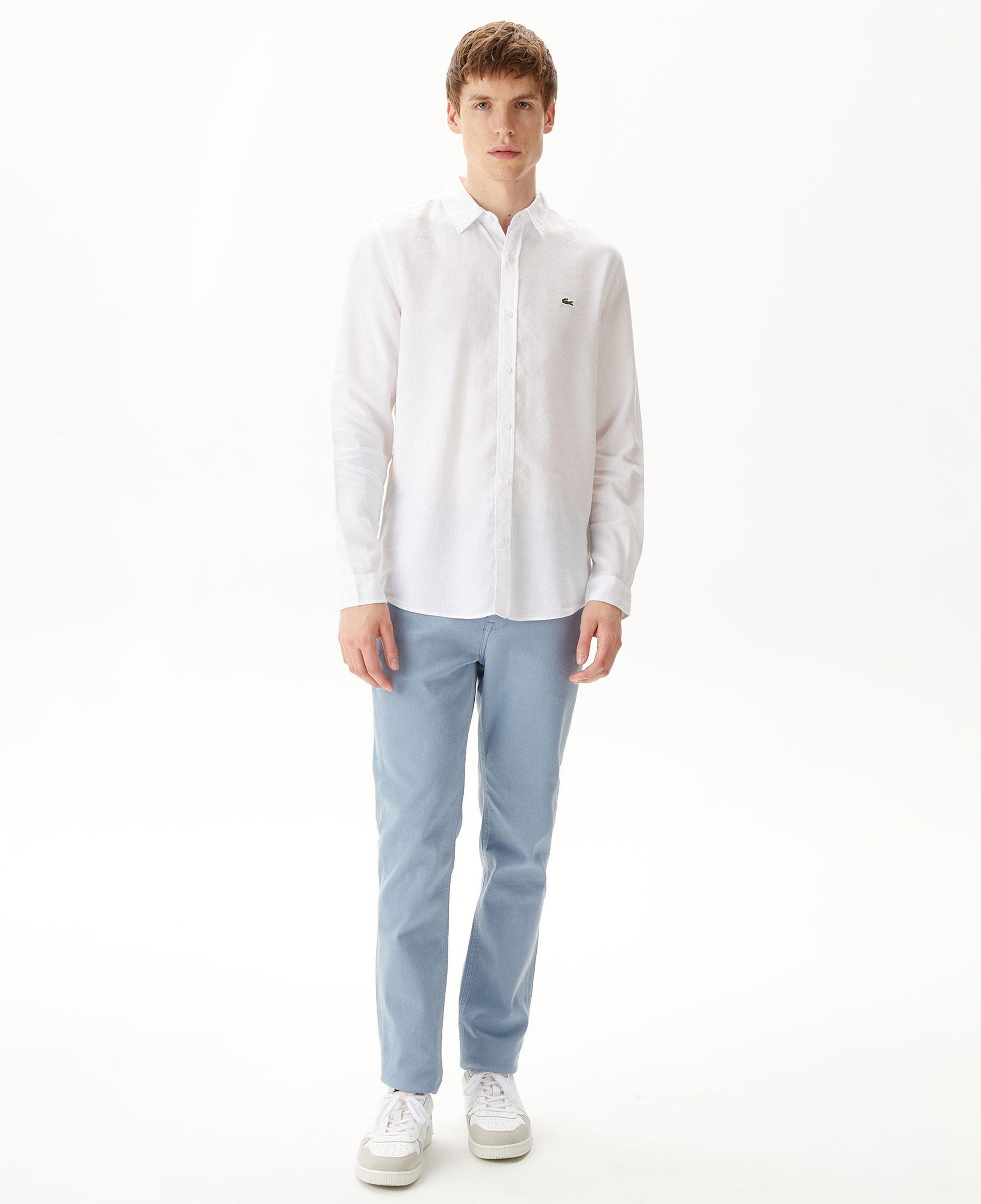 Lacoste Erkek Slim Fit Keten Beyaz Gömlek