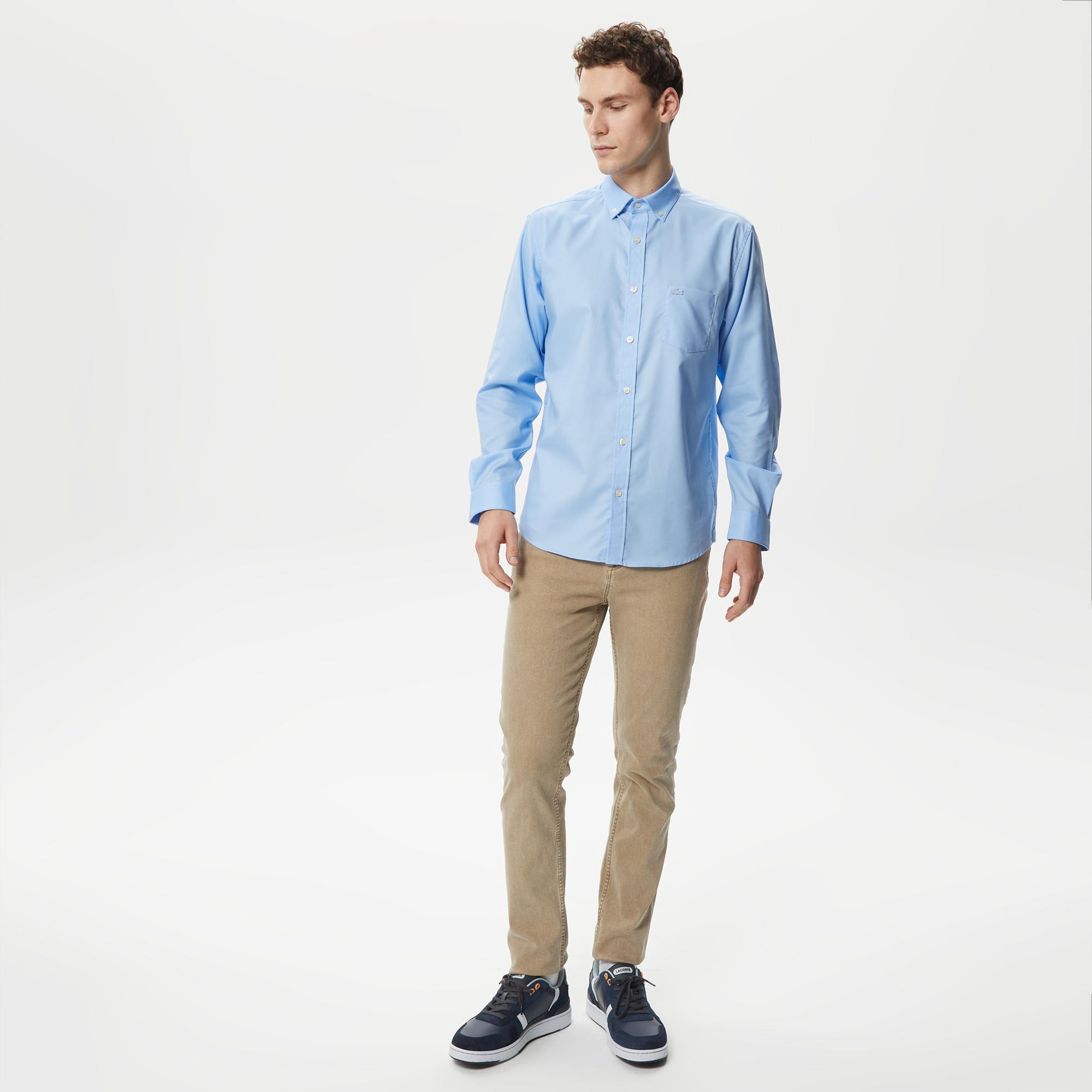 Lacoste Erkek Regular Fit Düğmeli Yaka Mavi Gömlek