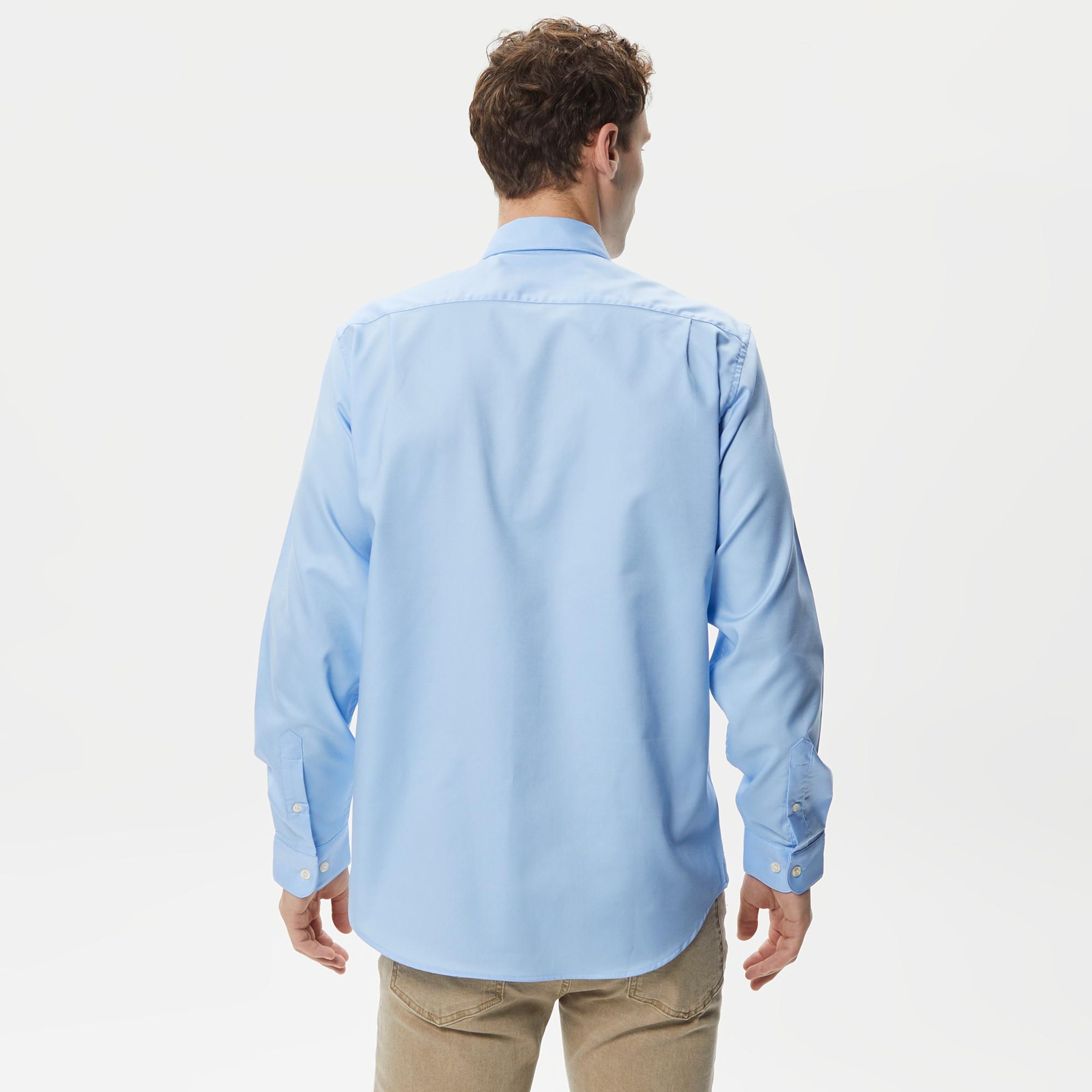 Lacoste Erkek Regular Fit Düğmeli Yaka Mavi Gömlek