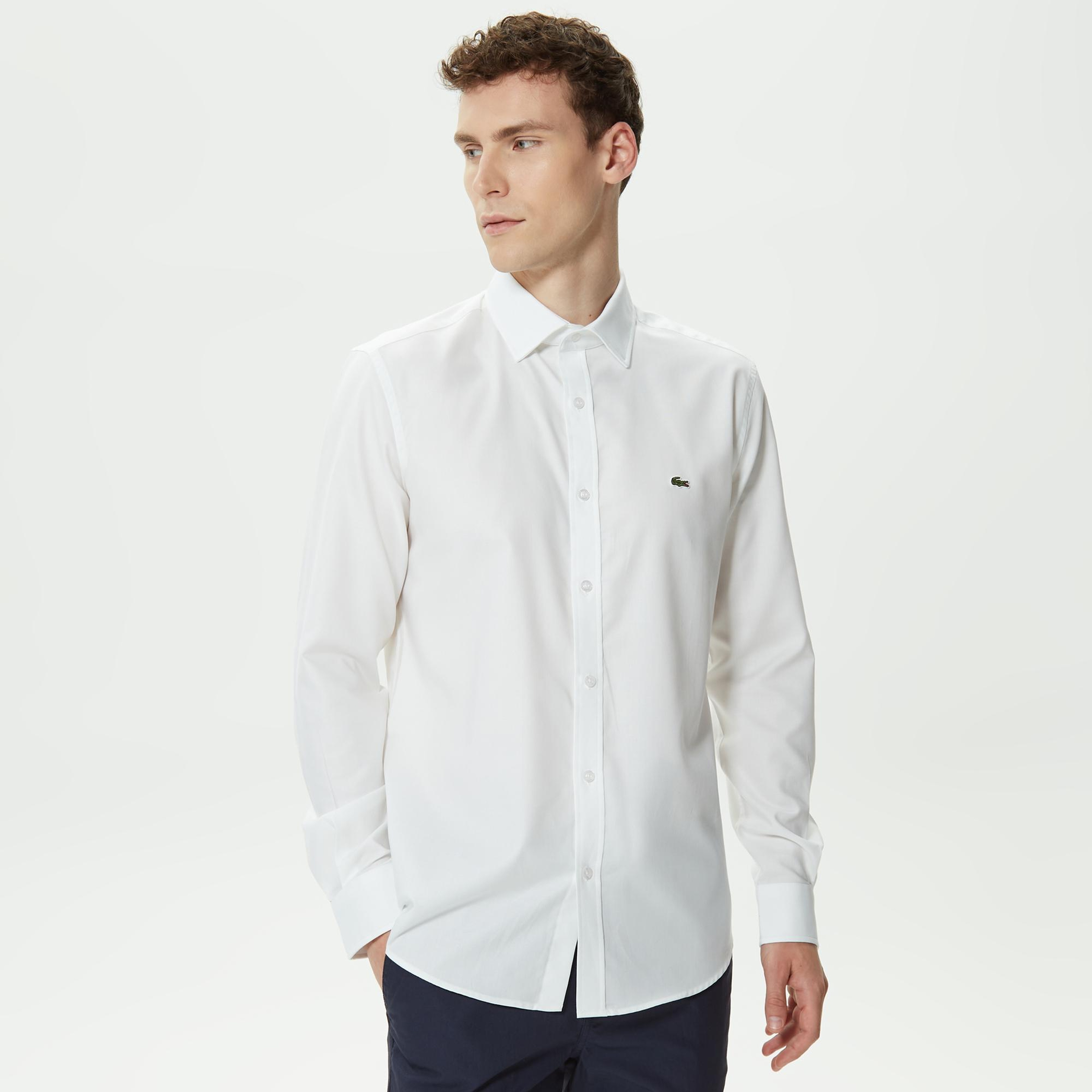 Lacoste Erkek Slim Fit Beyaz Gömlek