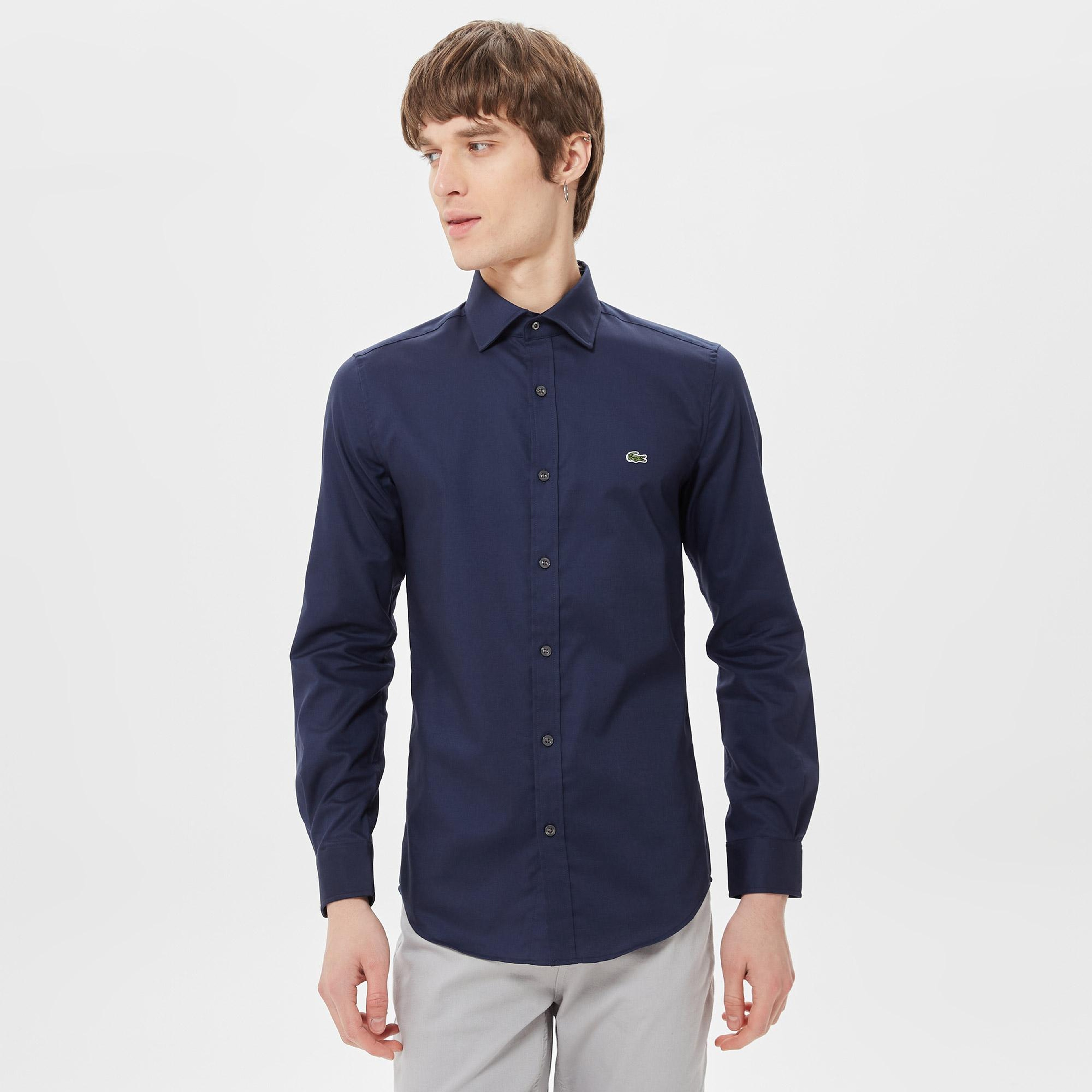 Lacoste Erkek Slim Fit Lacivert Gömlek