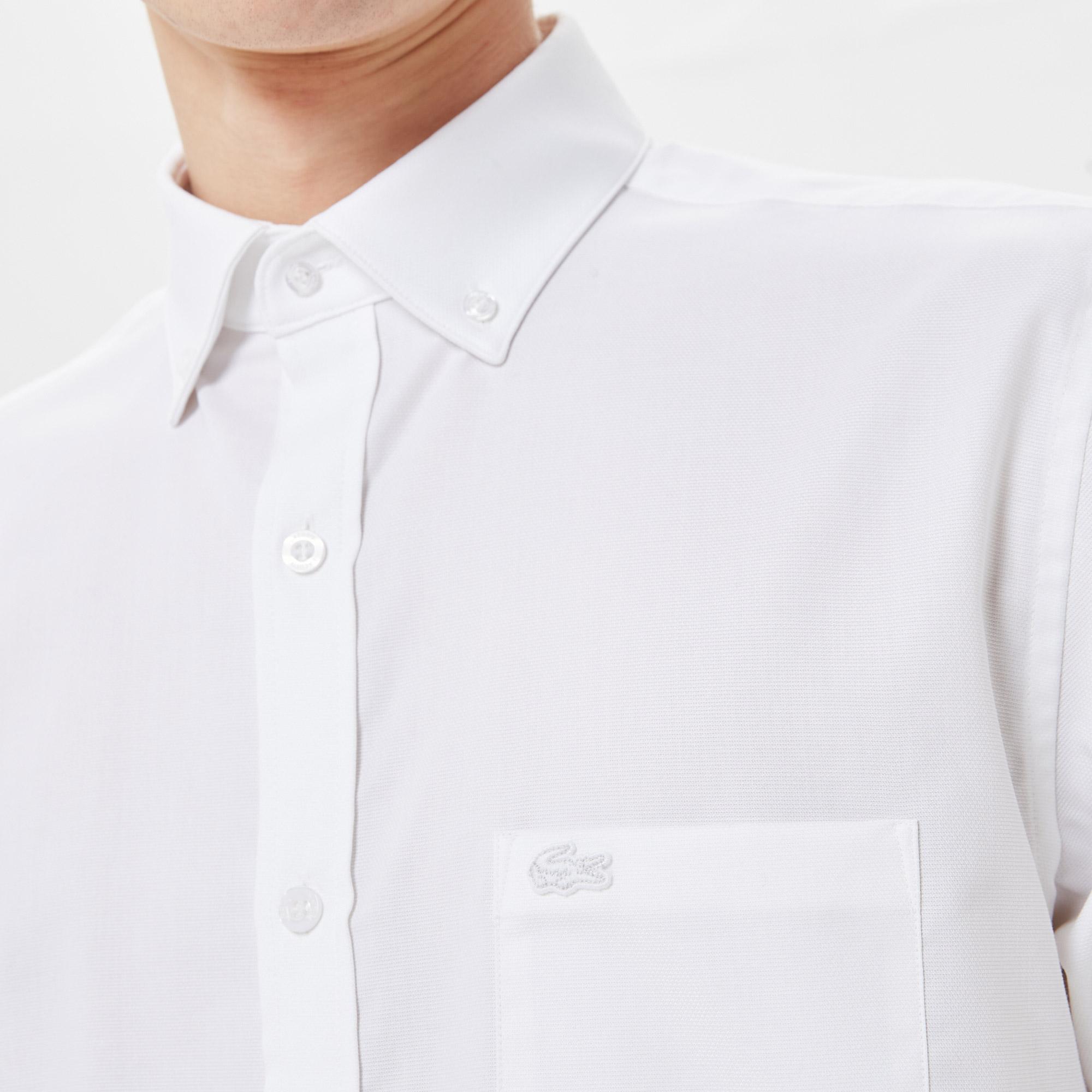 Lacoste Erkek Regular Fit Düğmeli Yaka Beyaz Gömlek