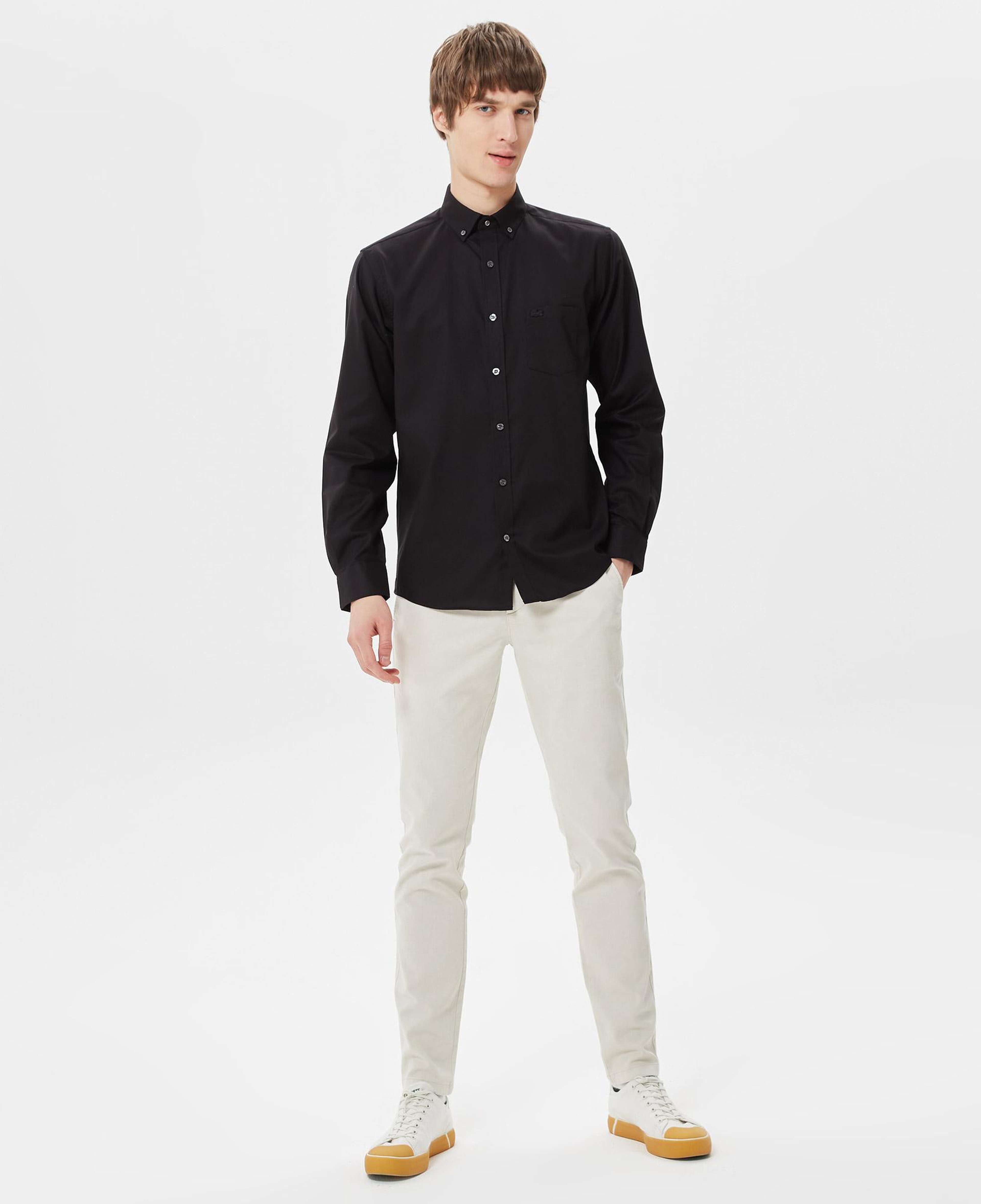 Lacoste Erkek Regular Fit Düğmeli Yaka Siyah Gömlek
