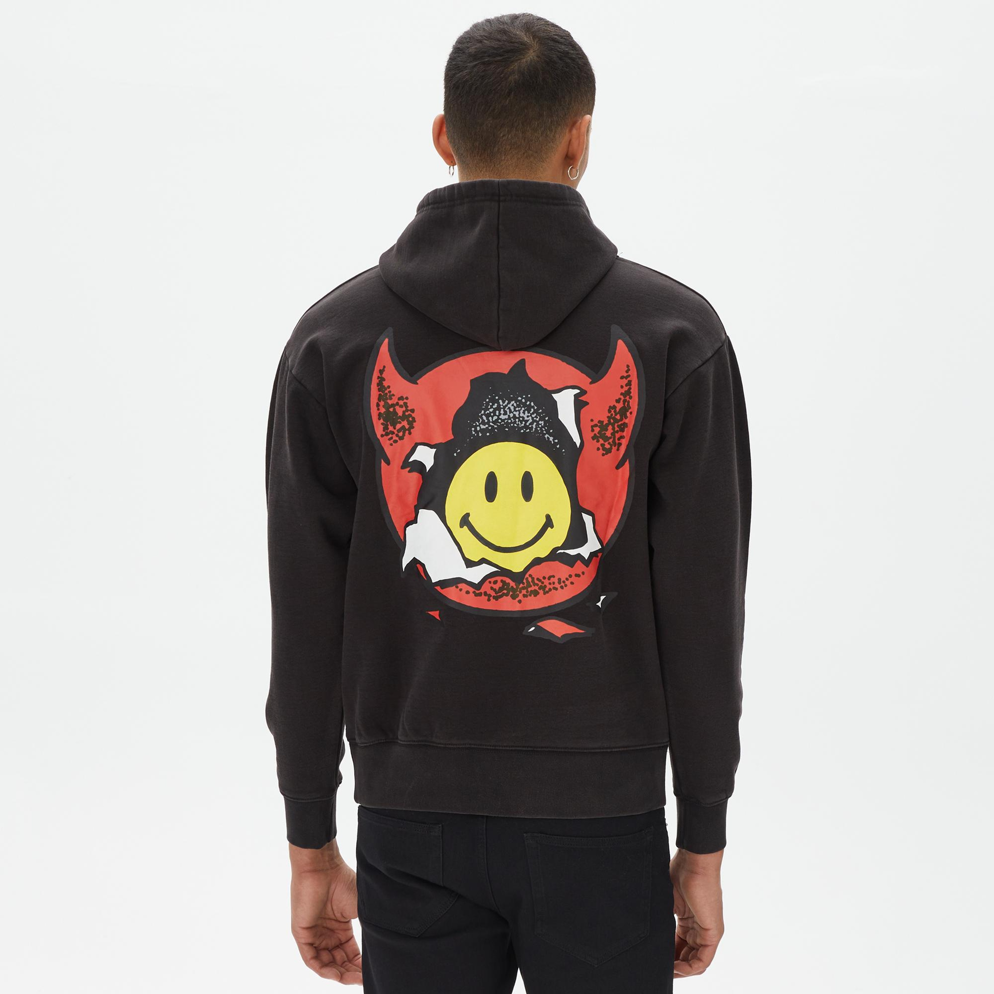 Market Smiley Inner Peace Pullover Hoodie Erkek Siyah Sweatshirt