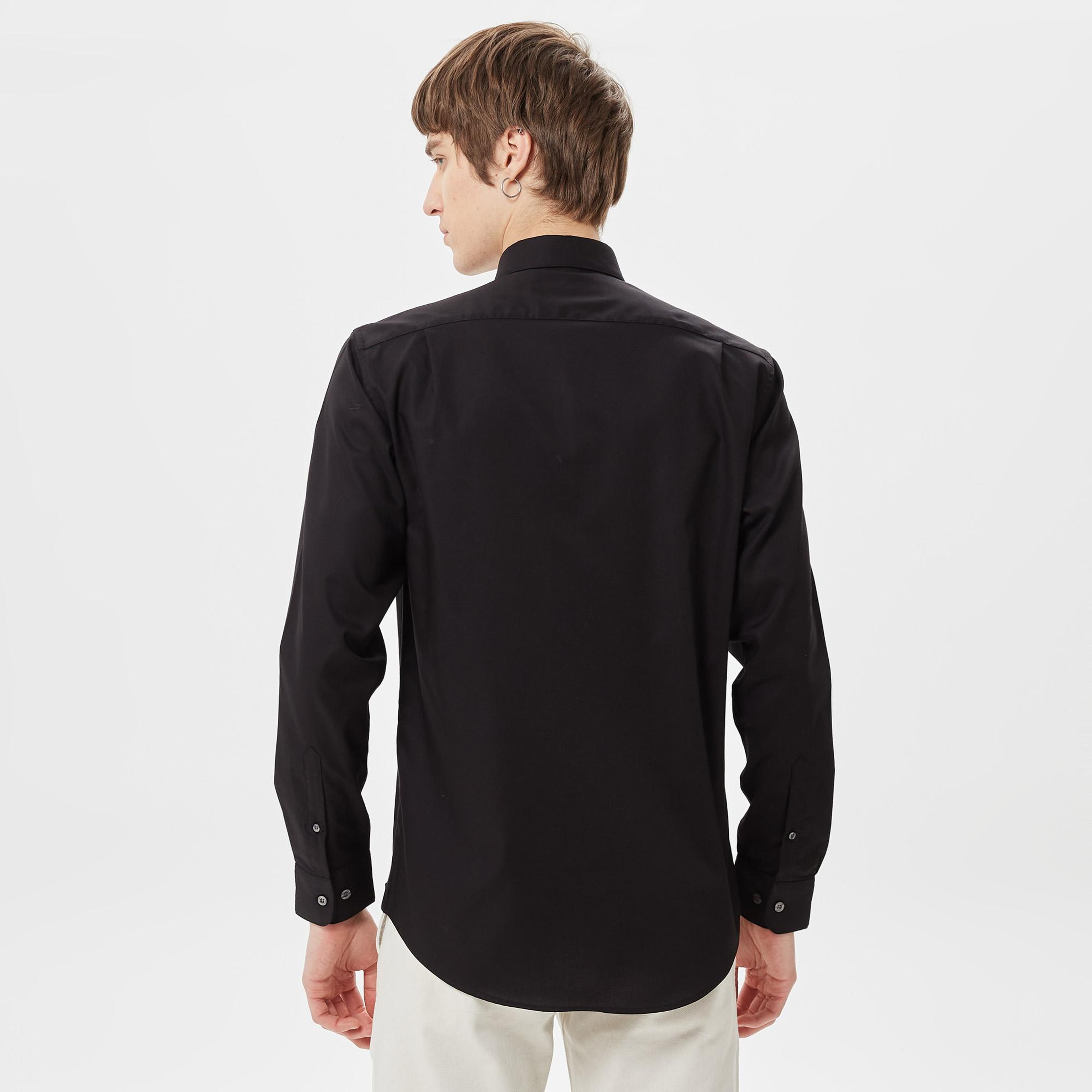 Lacoste Erkek Regular Fit Düğmeli Yaka Siyah Gömlek