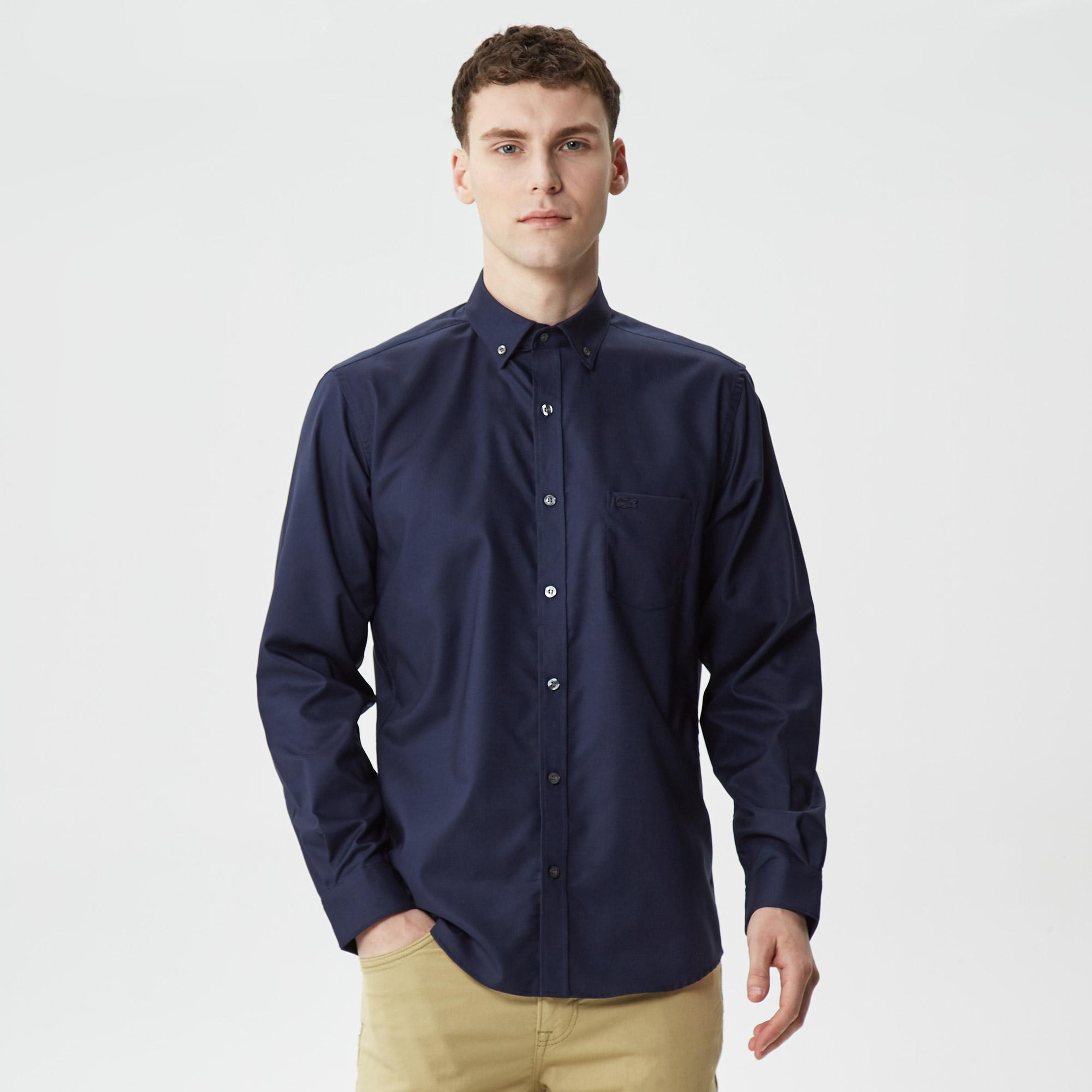 Lacoste Erkek Regular Fit Düğmeli Yaka Lacivert Gömlek