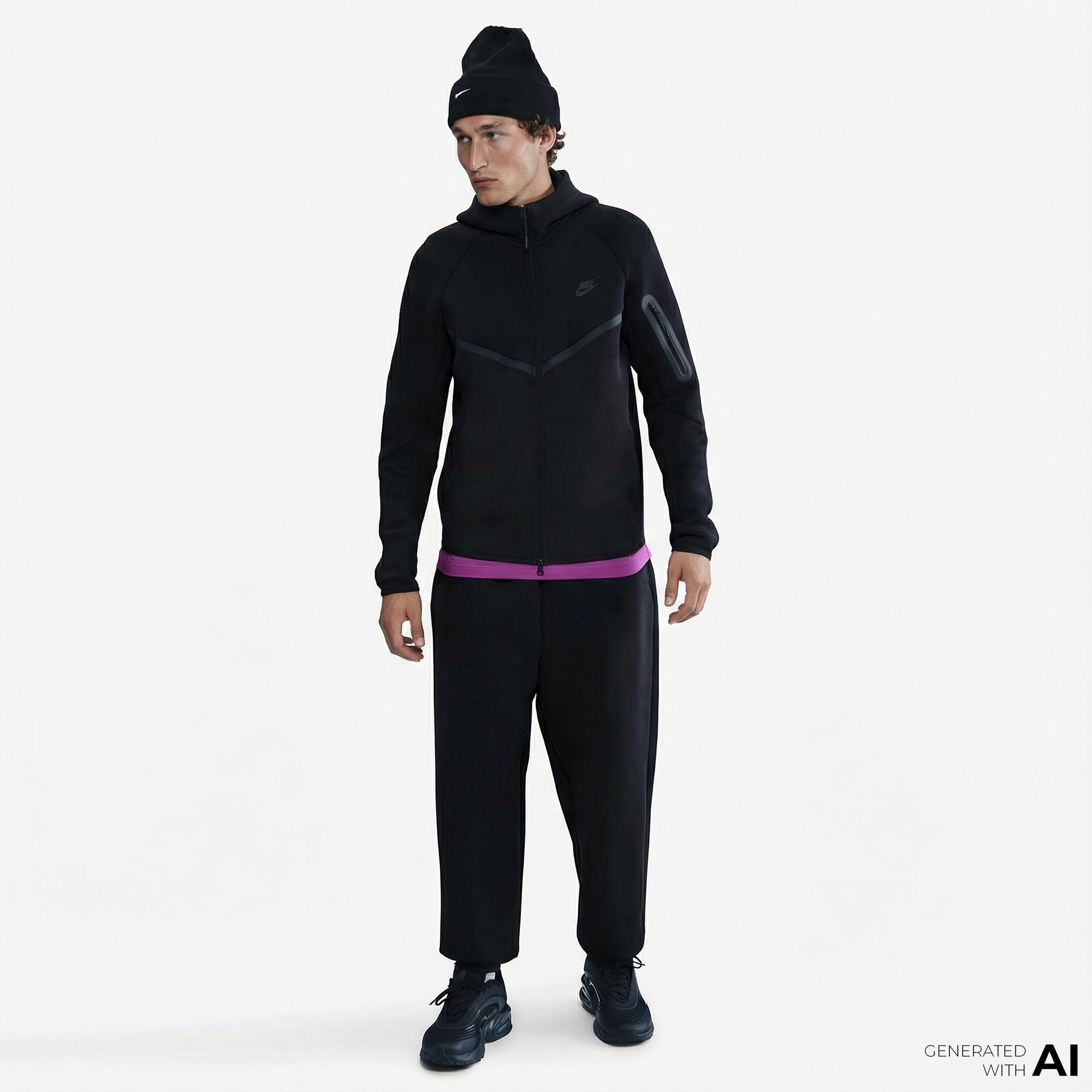 Nike Tech Fleece Erkek Siyah Kapüşonlu Hoodie