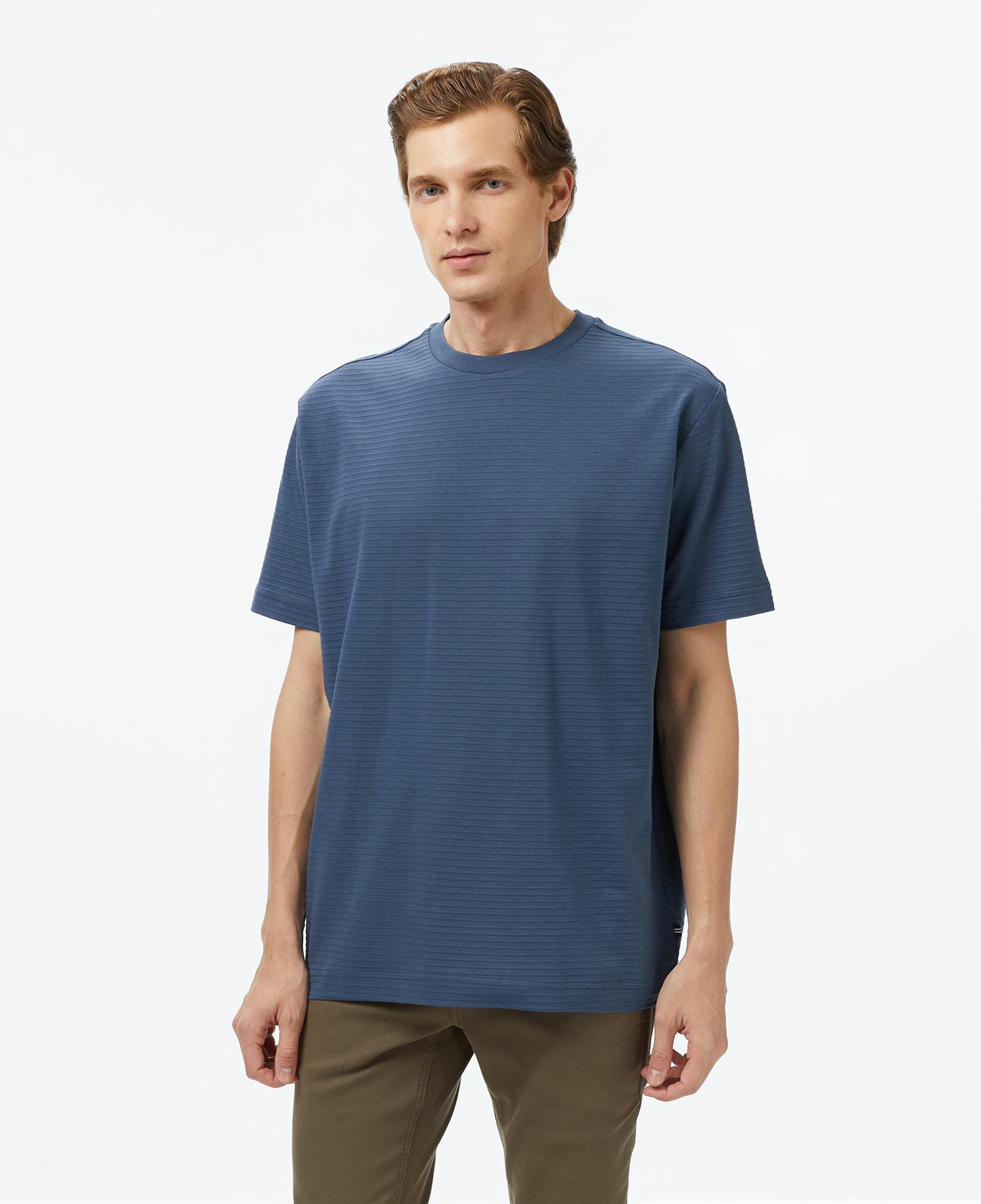 Nautica Erkek Mavi Regular Fit Çizgili T-Shirt