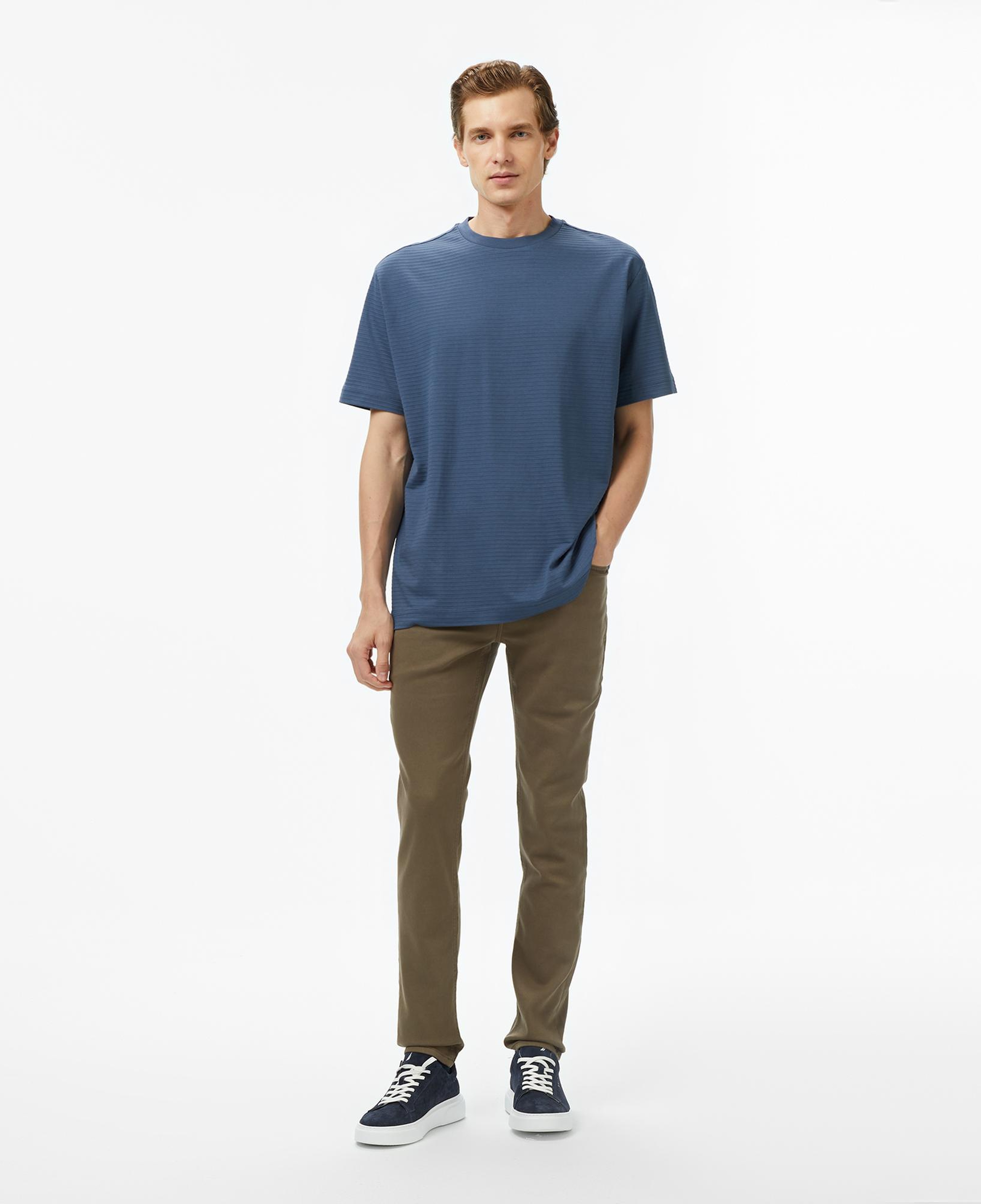 Nautica Erkek Mavi Regular Fit Çizgili T-Shirt