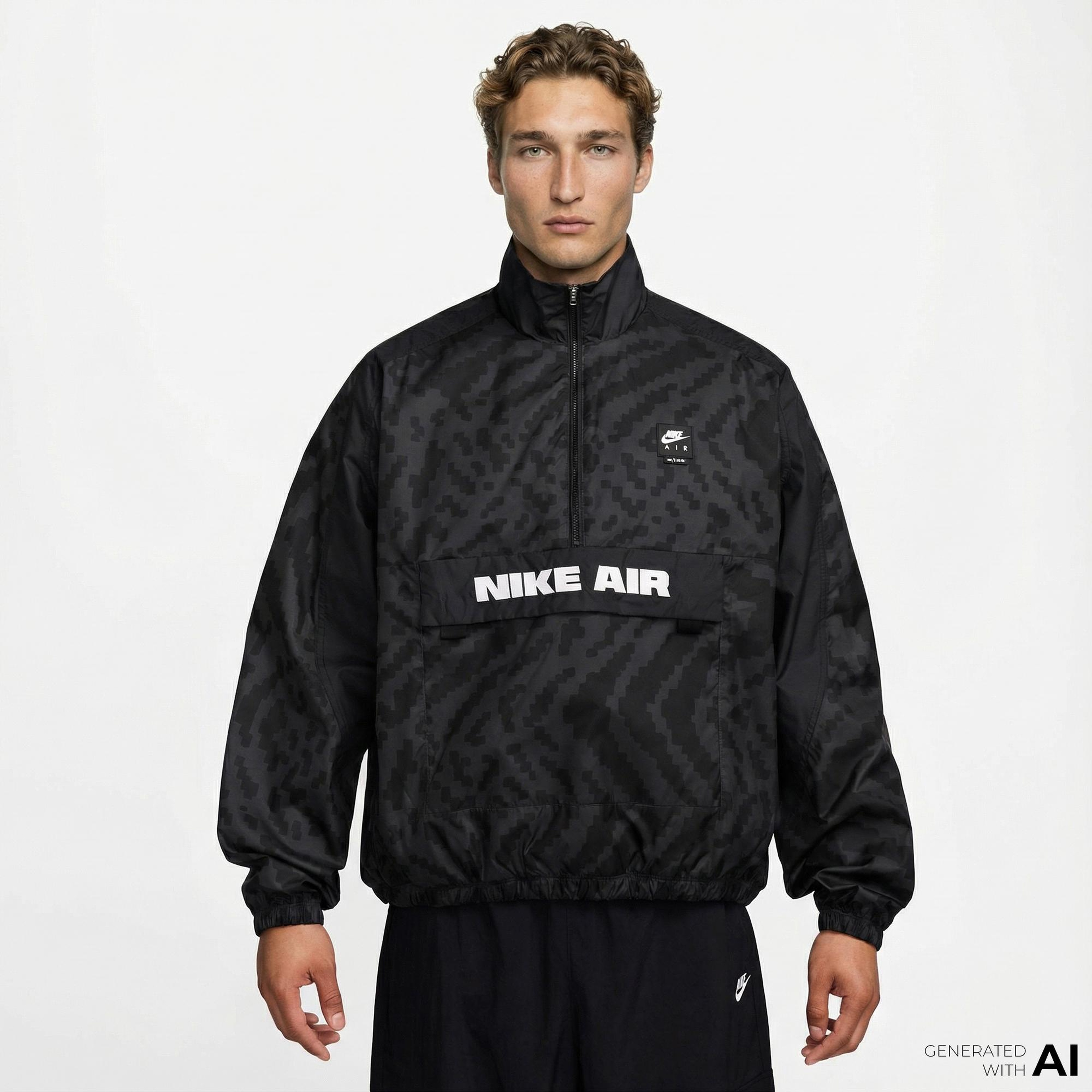 Nike Air Yarım Fermuarlı Erkek Siyah Ceket