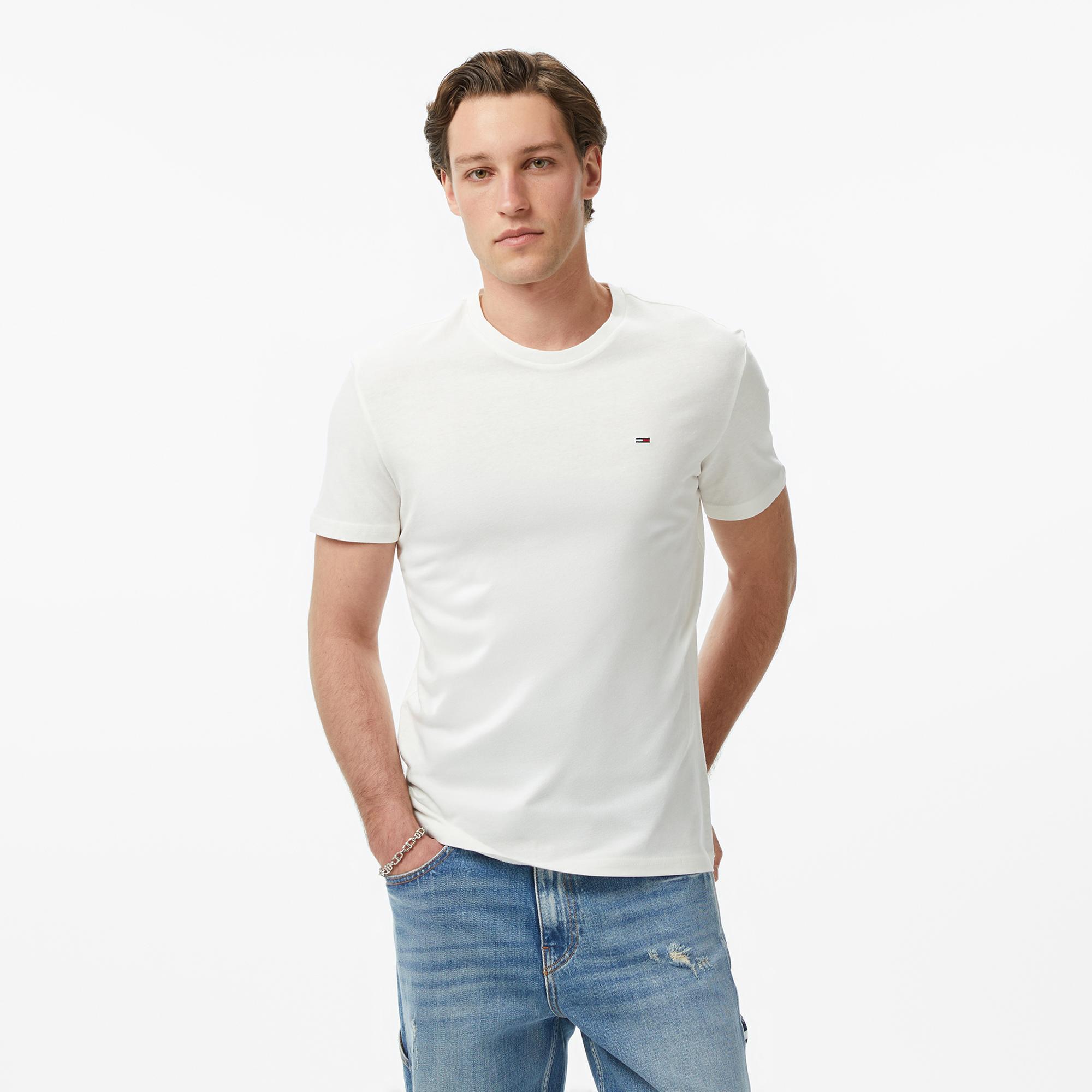Tommy Hilfiger Classic Flag Erkek Beyaz T-Shirt
