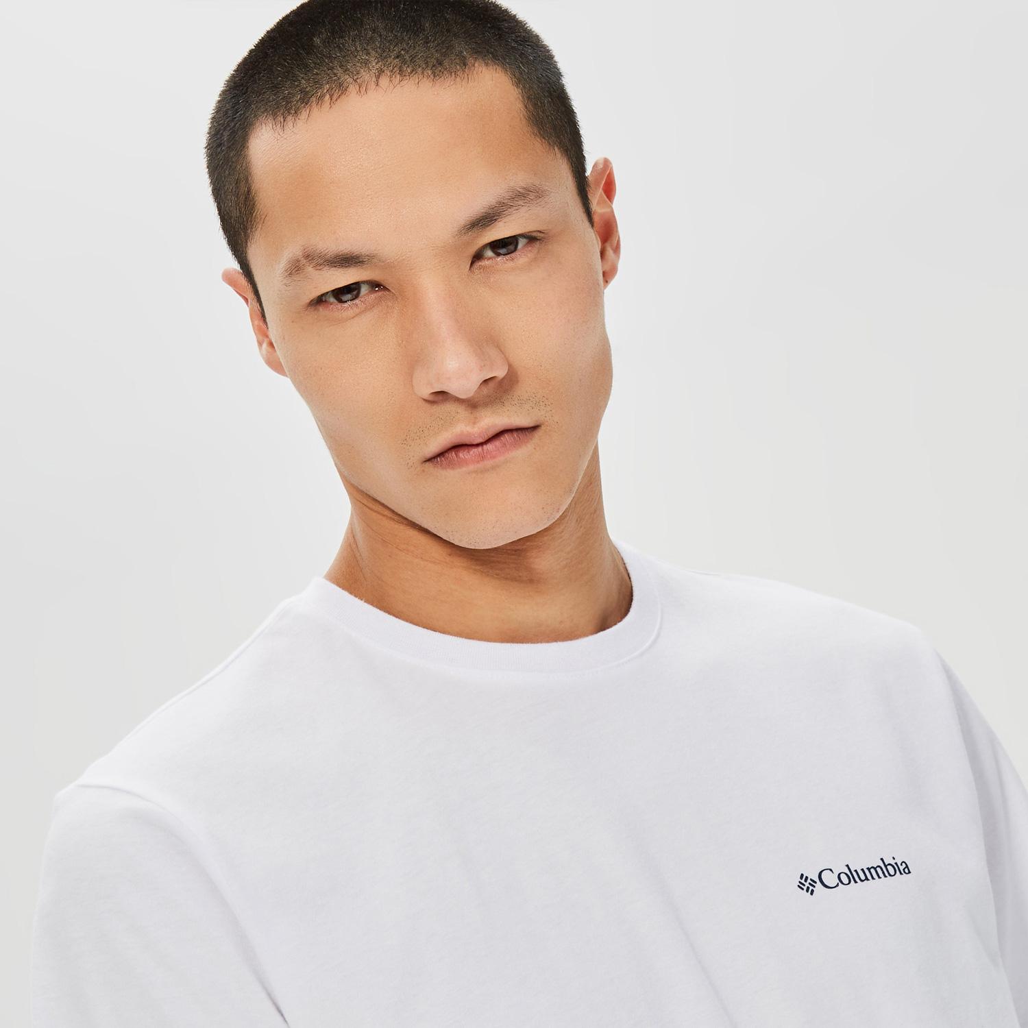 Columbia Basic Sm Logo Brushed Erkek Beyaz T-Shirt