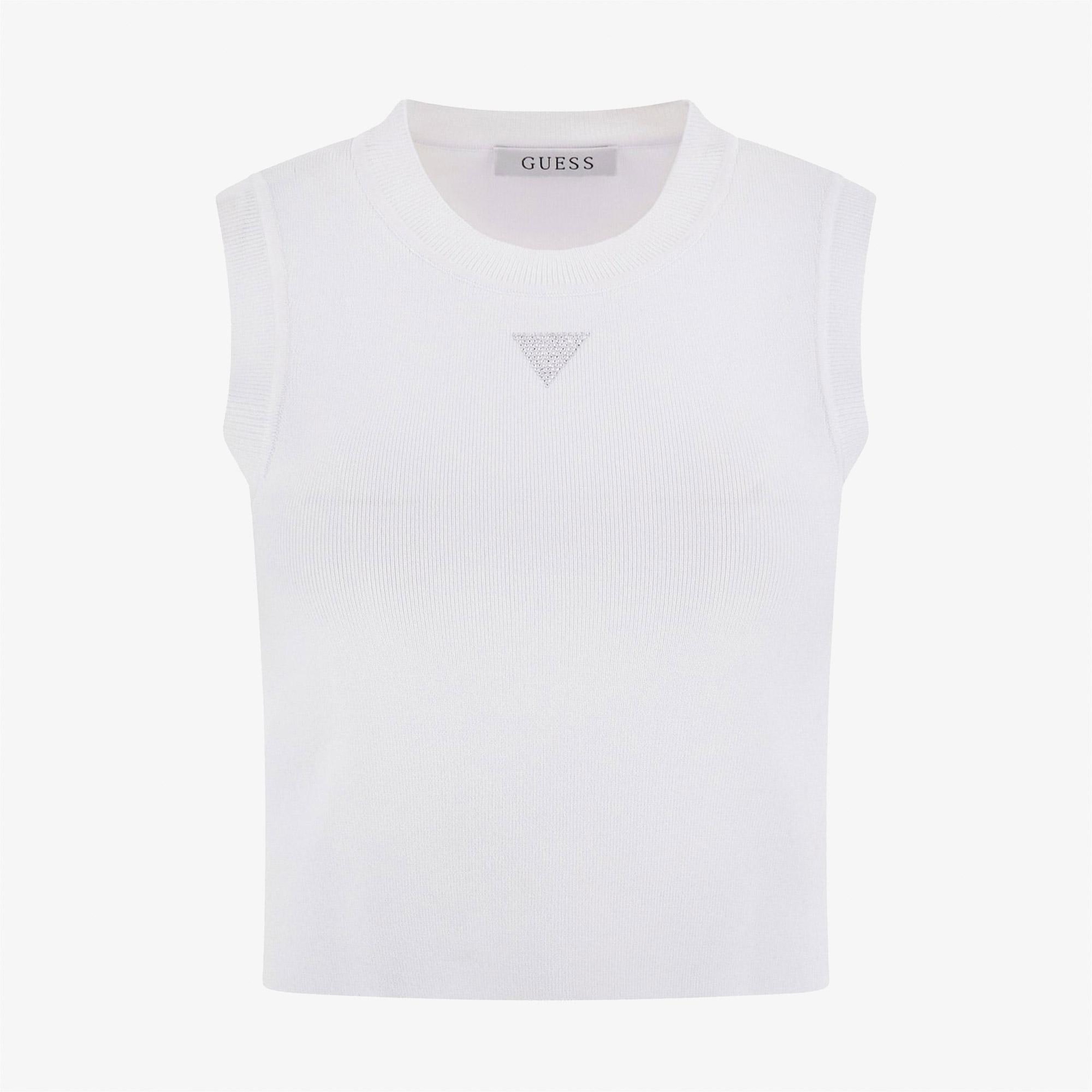 Guess Kadın Beyaz Kolsuz T-Shirt