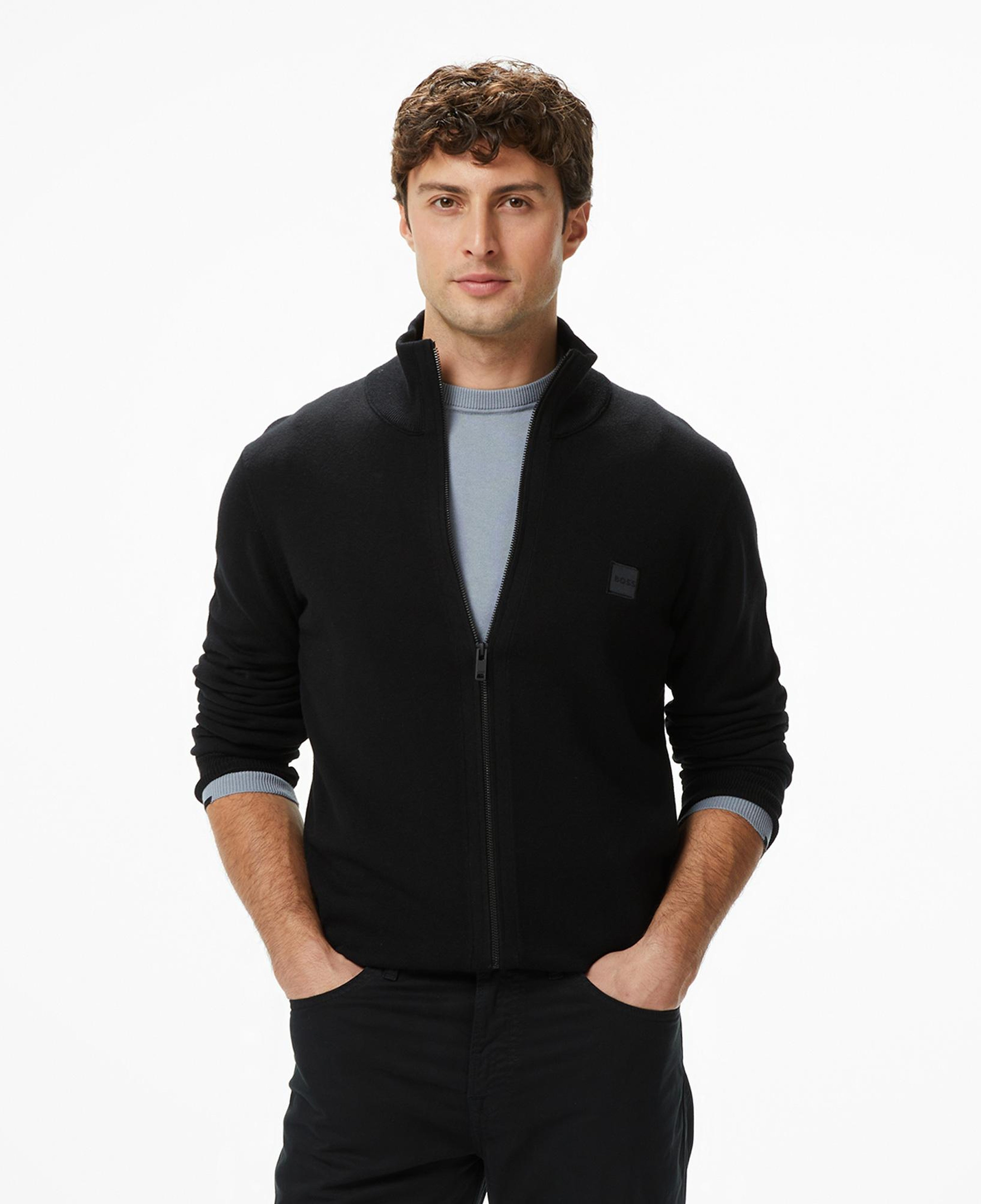 Boss Kanozip Erkek Siyah Triko