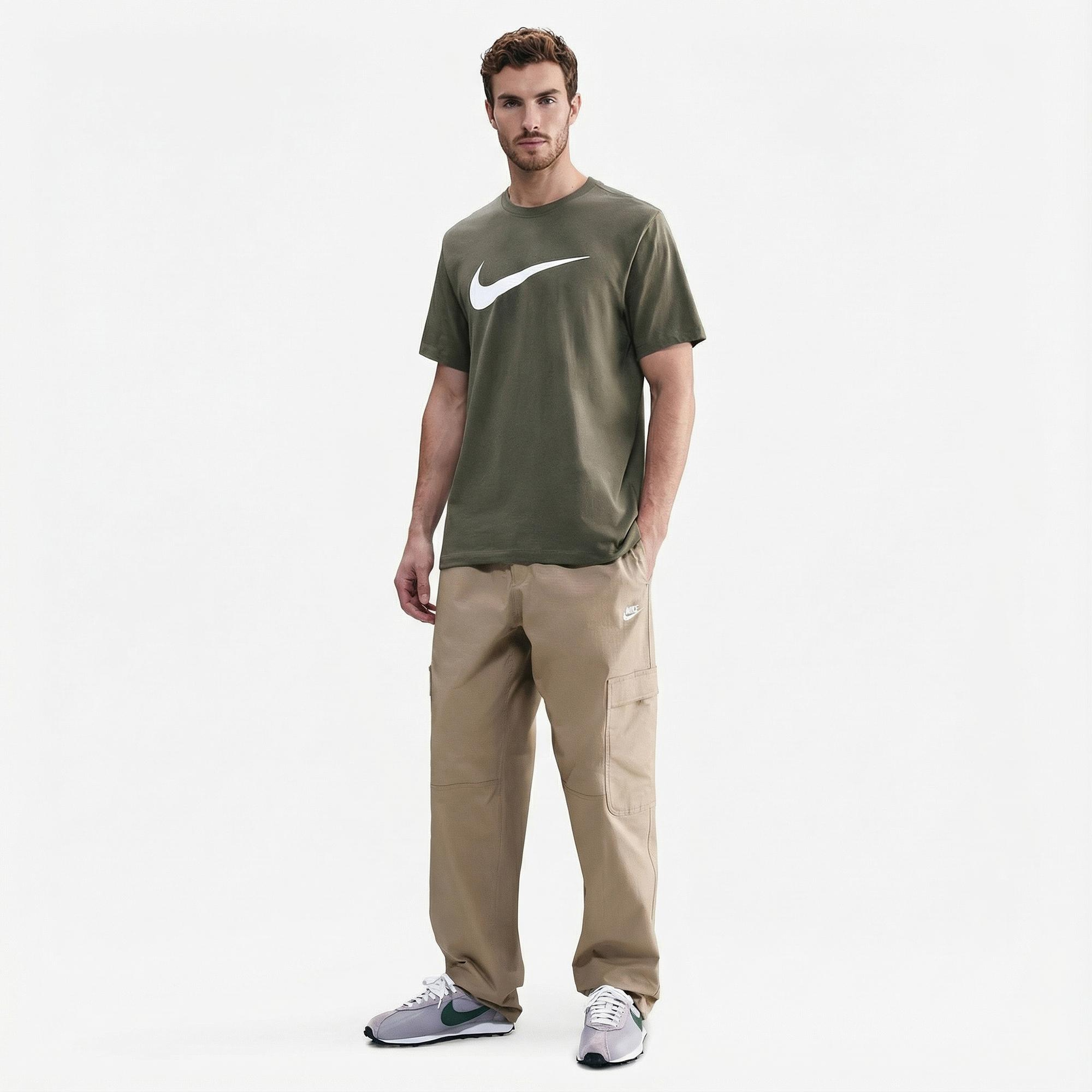 Nike Sportswear Icon Swoosh Erkek Haki T-Shirt
