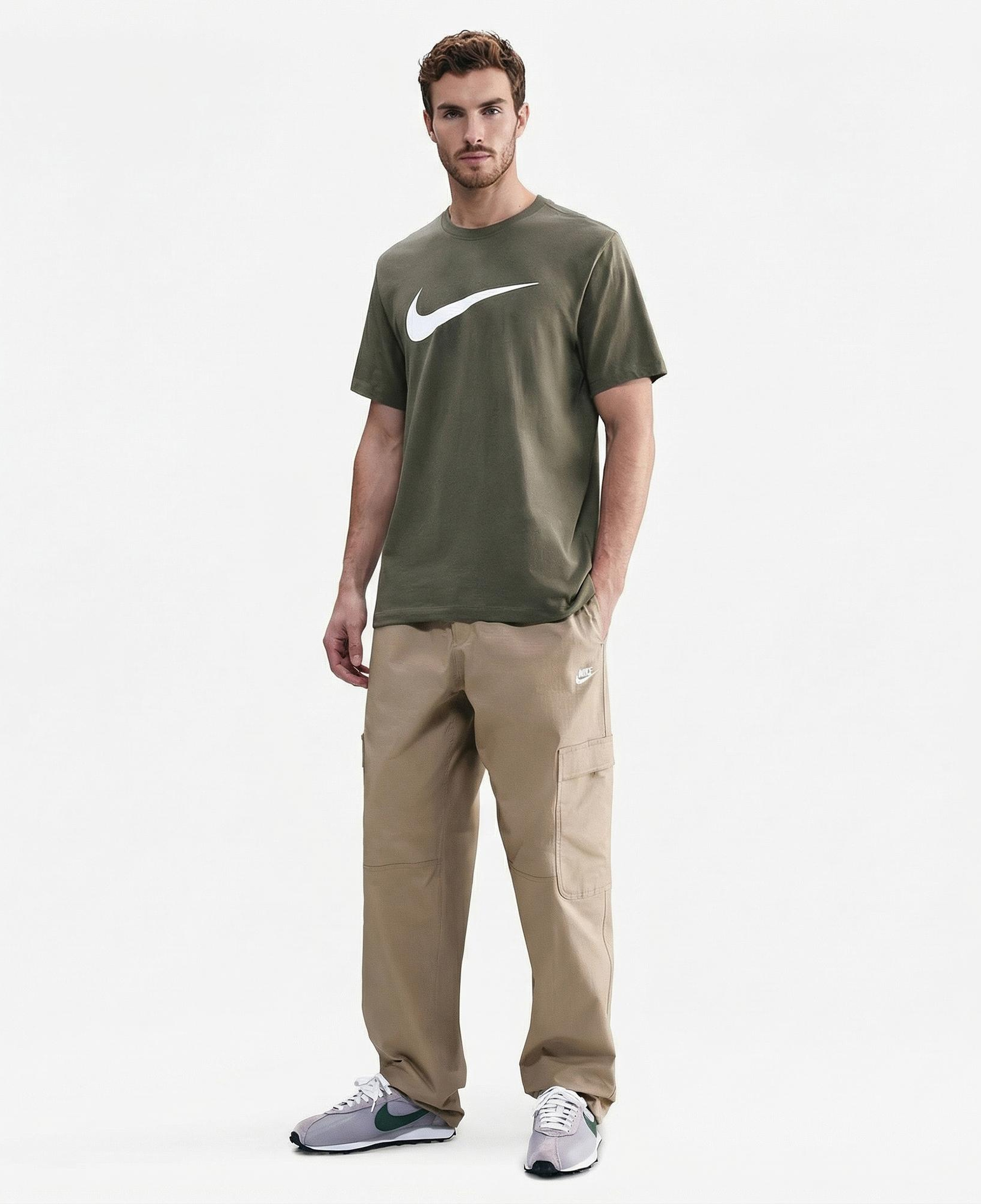 Nike Sportswear Icon Swoosh Erkek Haki T-Shirt