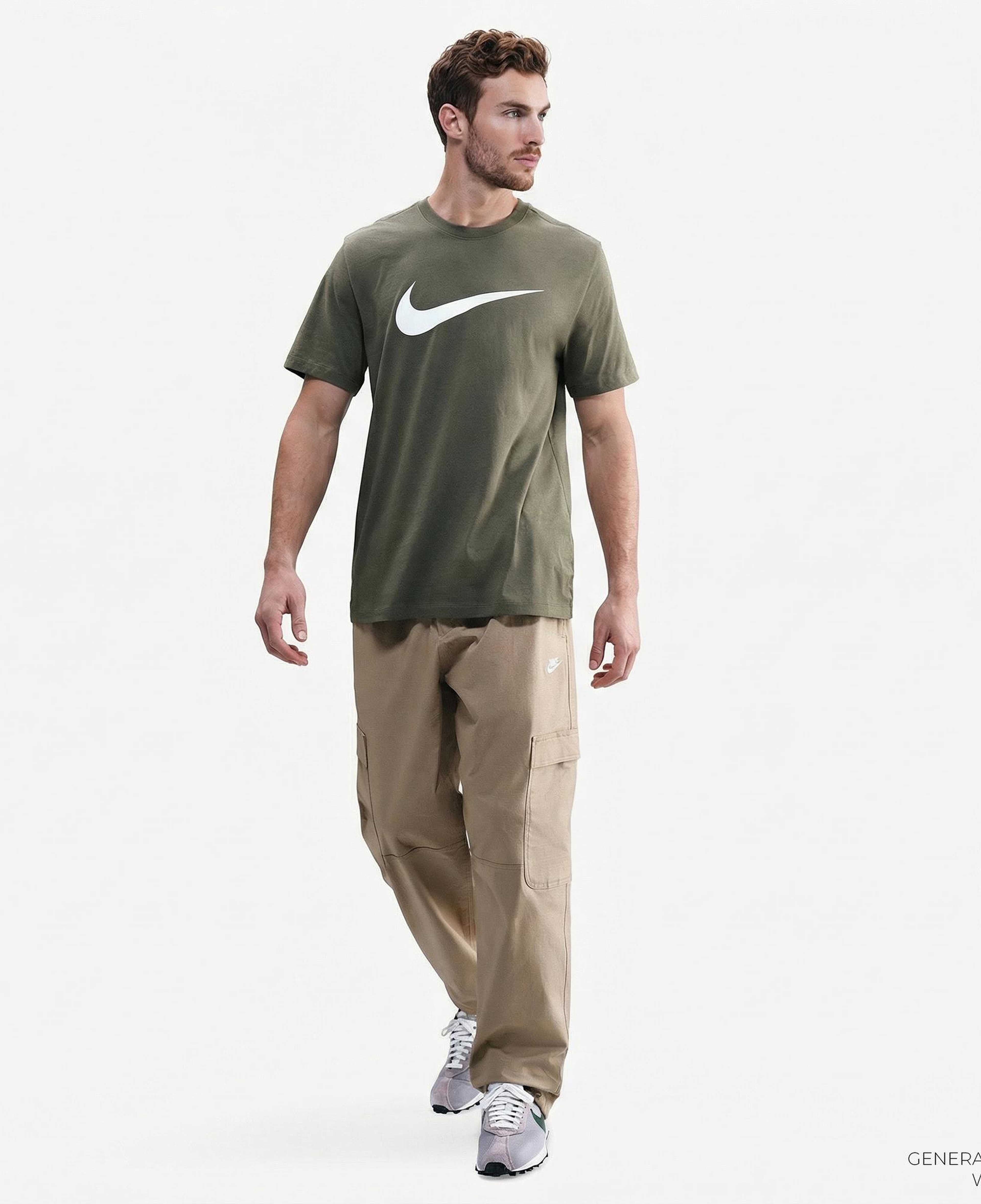 Nike Sportswear Icon Swoosh Erkek Haki T-Shirt