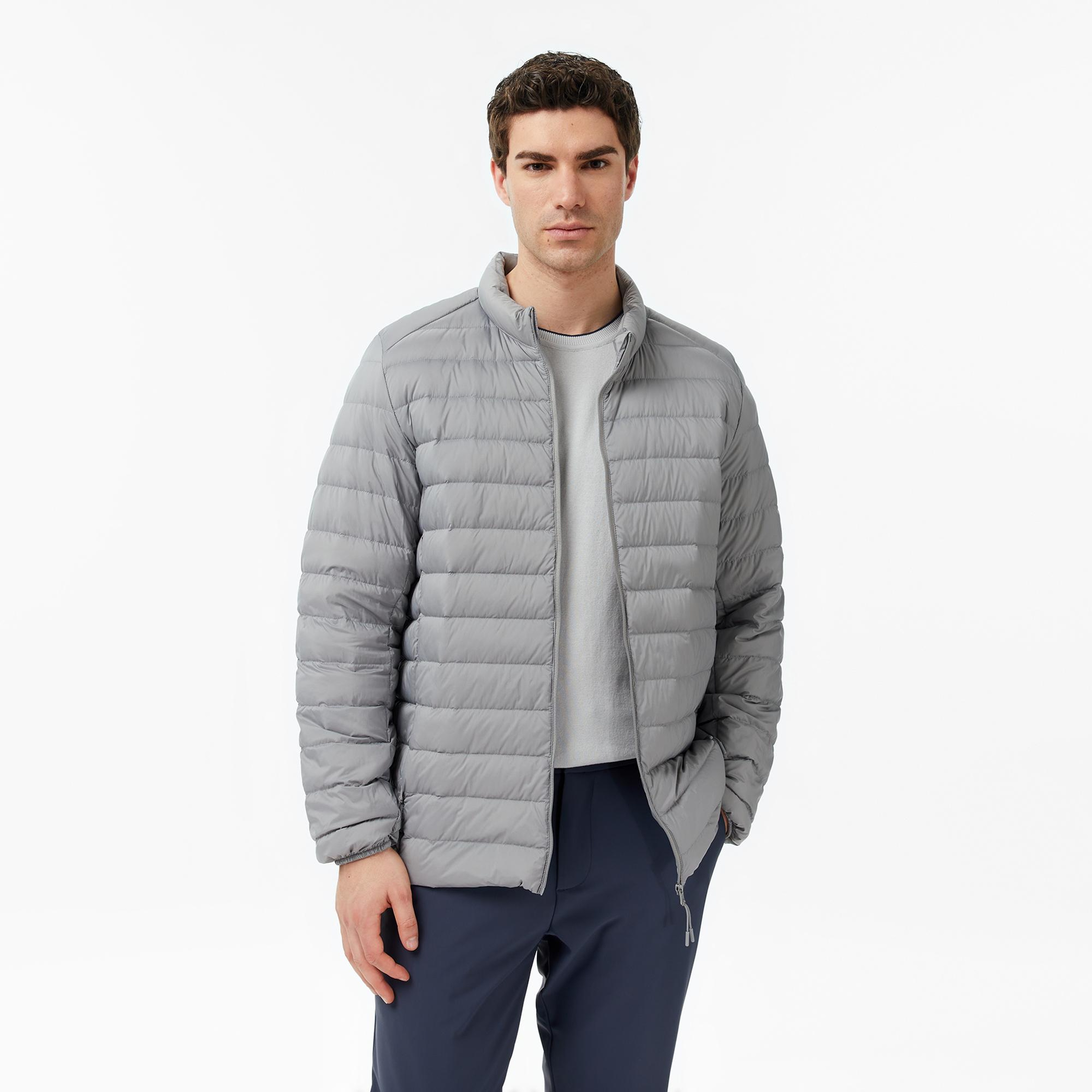 Nautica Erkek Gri Regular Fit Dik Yaka Su İtici Kaz Tüyü Mont