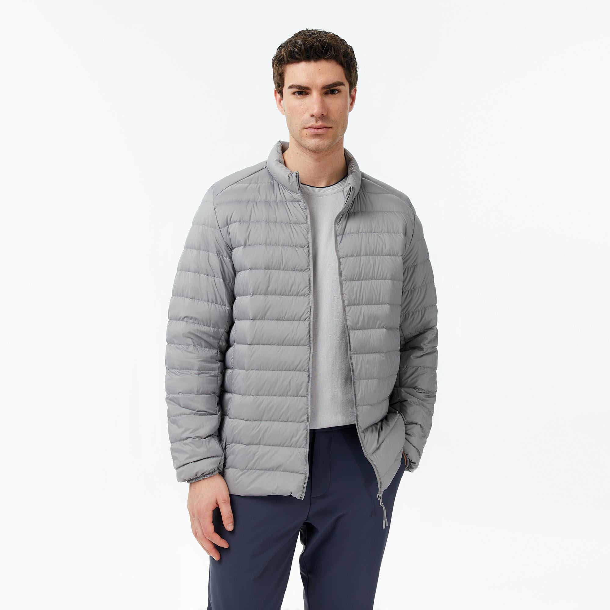 Nautica Erkek Gri Regular Fit Dik Yaka Su İtici Kaz Tüyü Mont