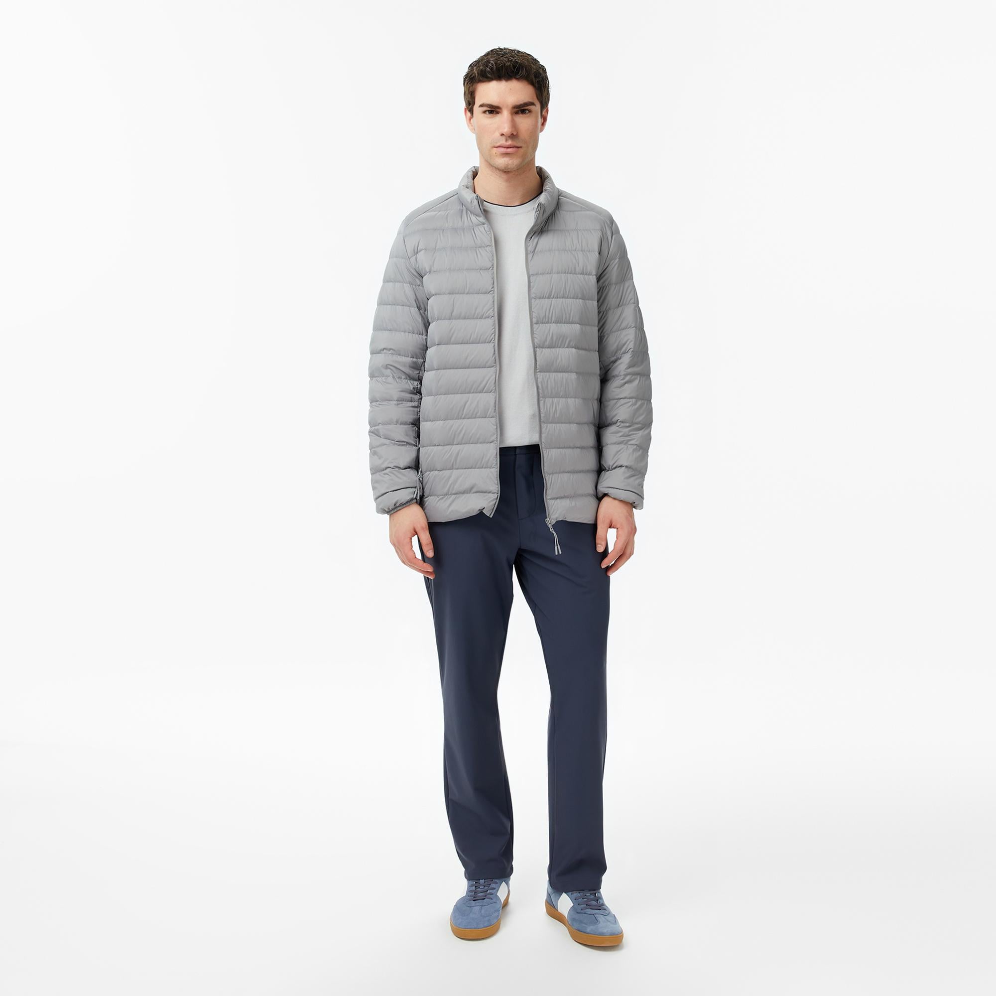 Nautica Erkek Gri Regular Fit Dik Yaka Su İtici Kaz Tüyü Mont