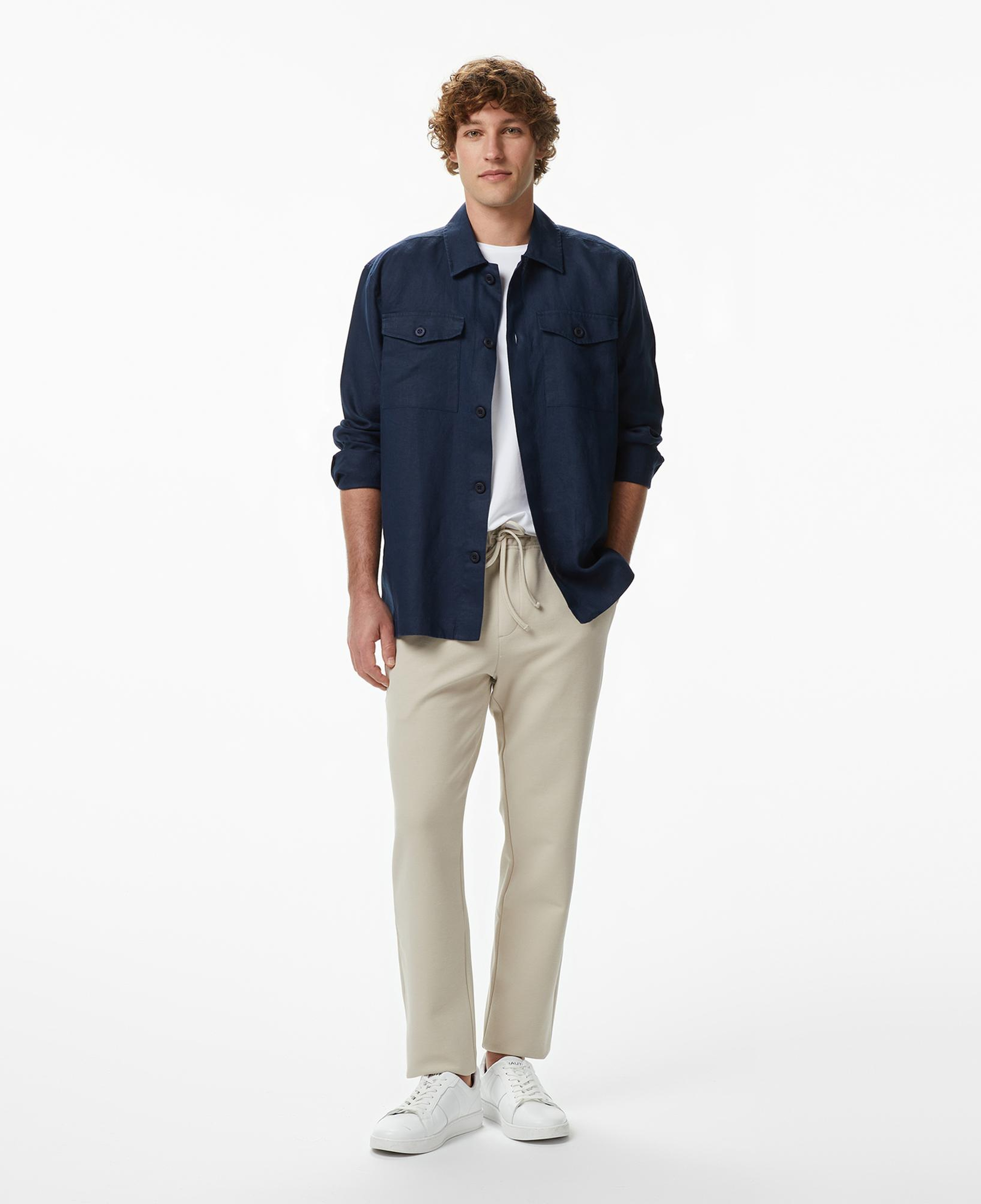 Nautica Erkek Lacivert Regular Fit Keten Gömlek