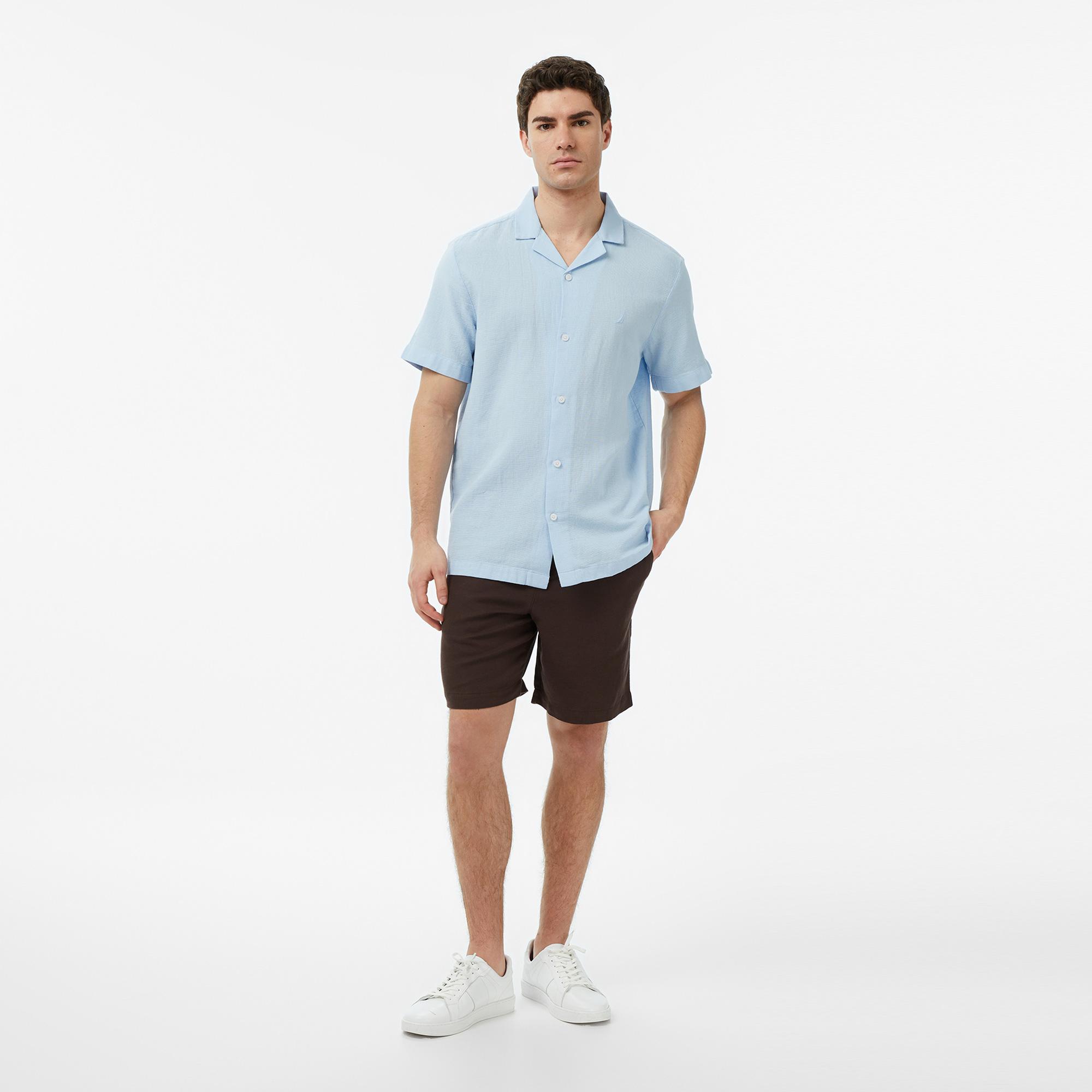 Nautica Erkek Mavi Regular Fit Kısa Kollu Gömlek