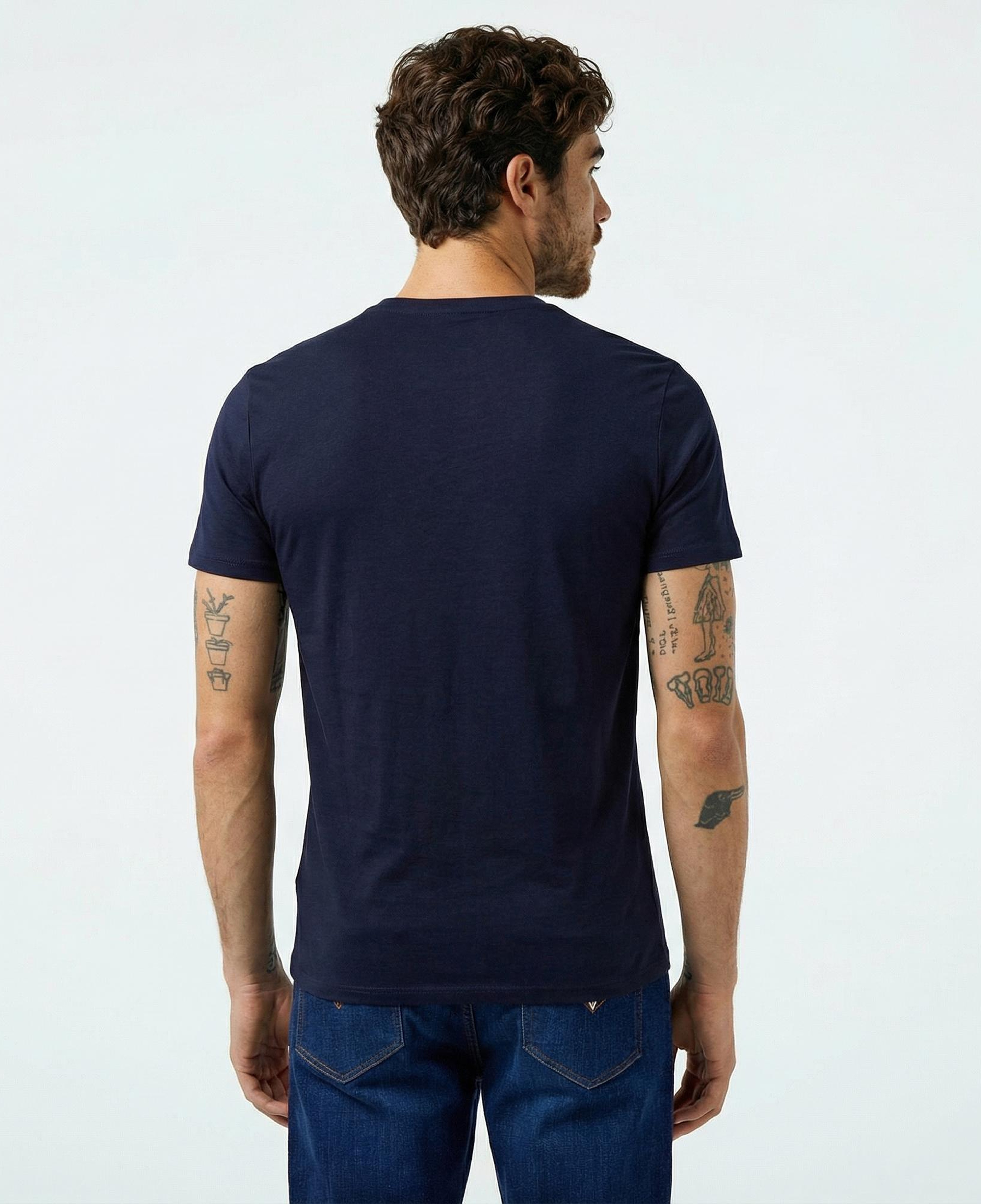 Guess Mid Organic Stream Jersey Erkek Lacivert T-Shirt