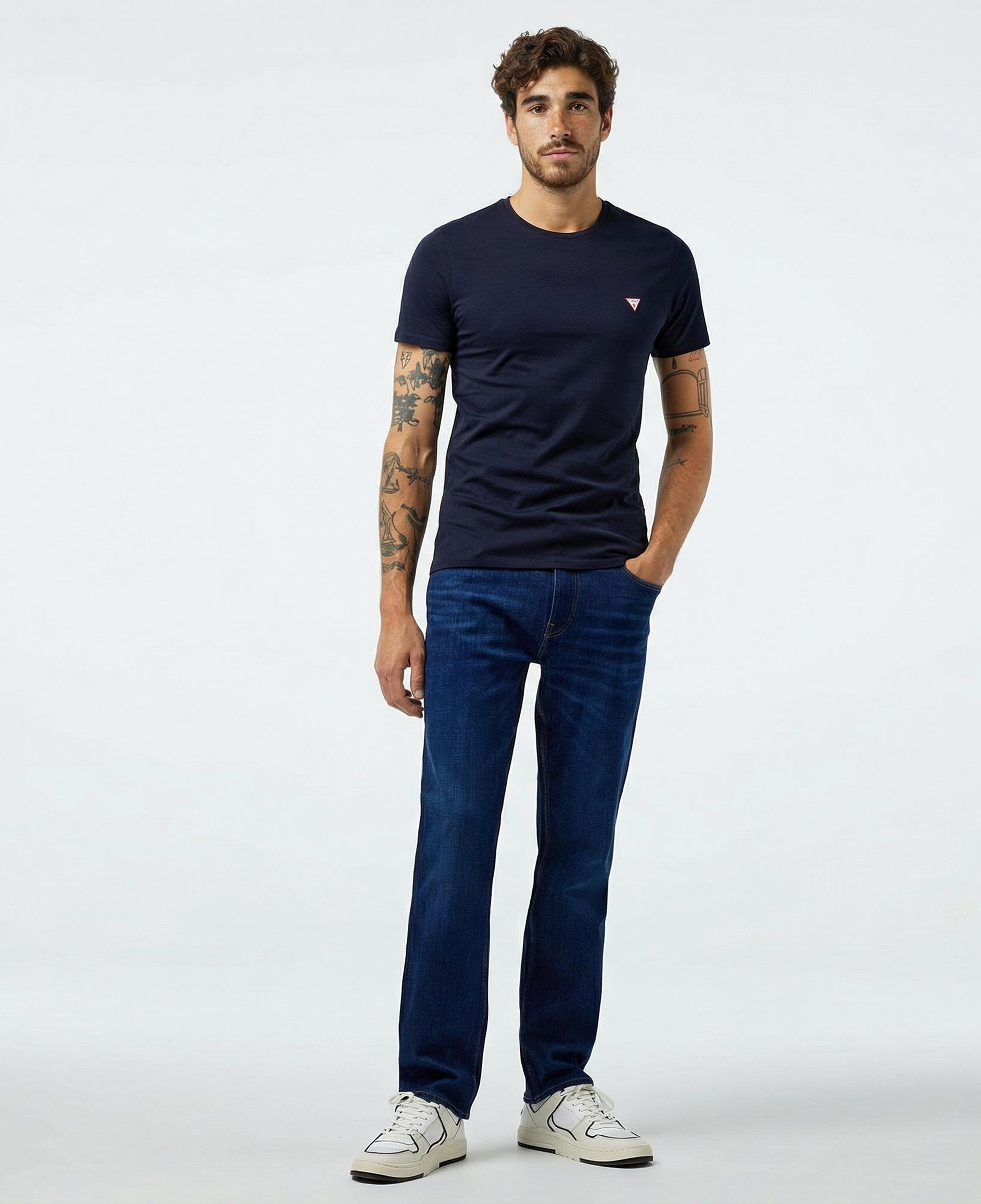 Guess Mid Organic Stream Jersey Erkek Lacivert T-Shirt