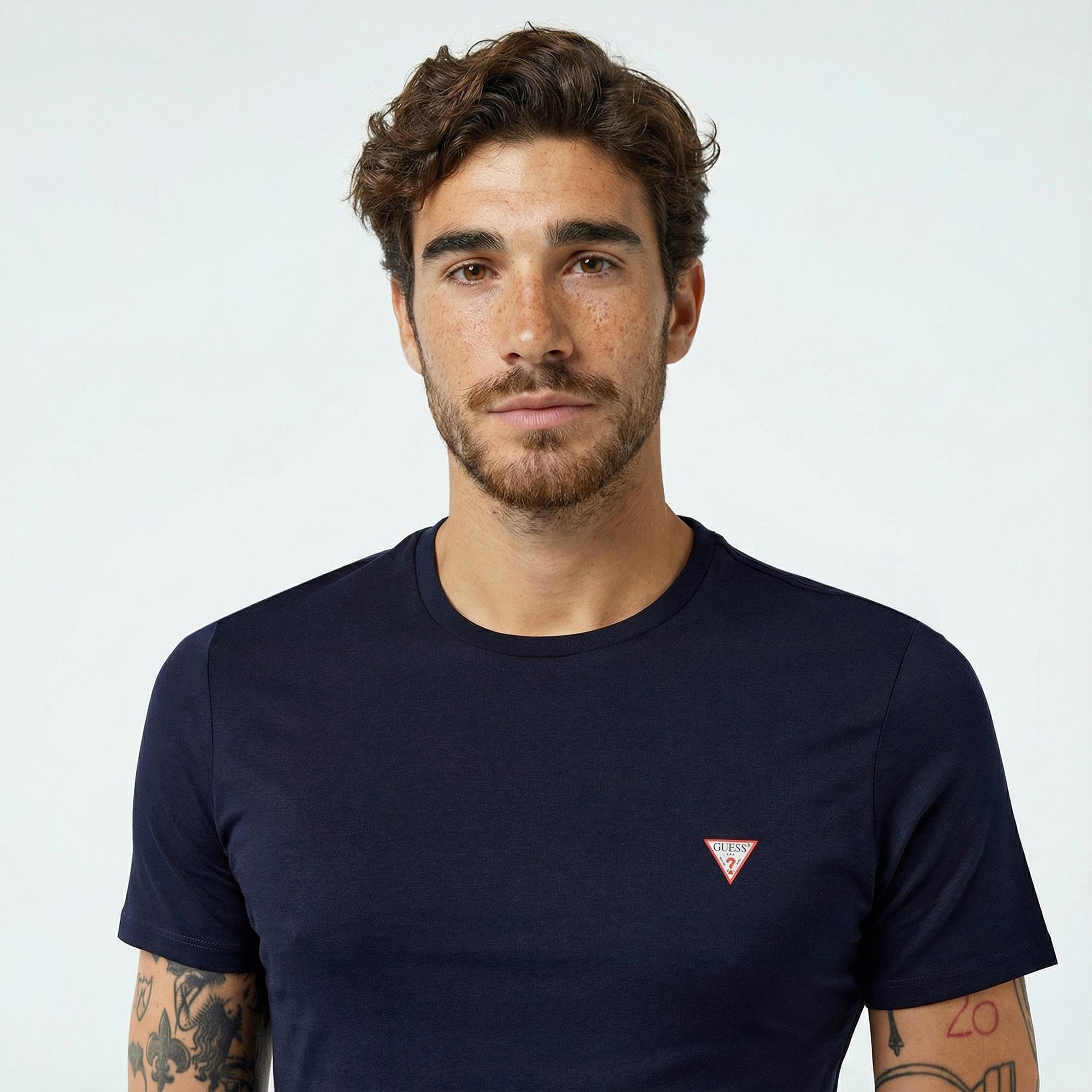 Guess Mid Organic Stream Jersey Erkek Lacivert T-Shirt
