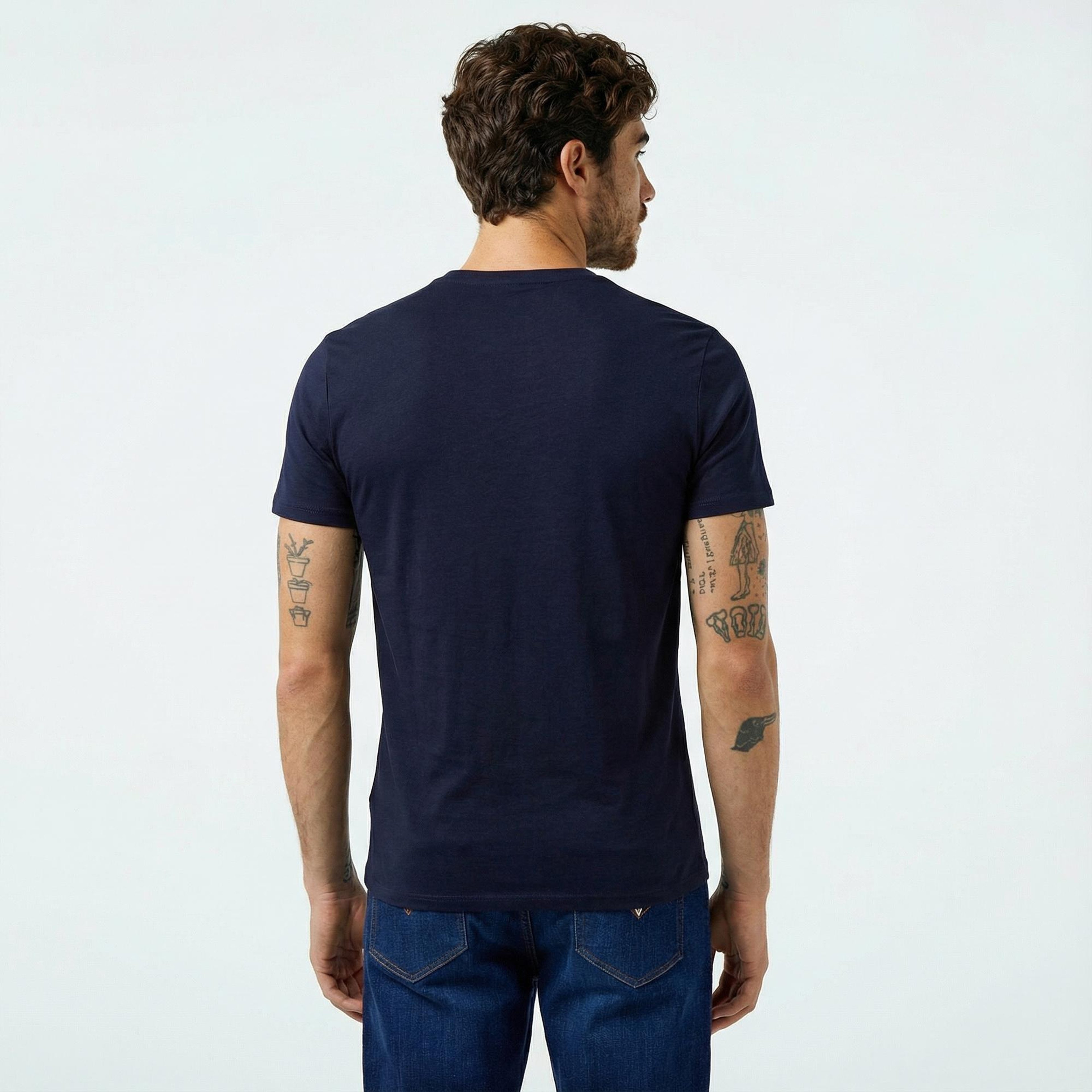 Guess Mid Organic Stream Jersey Erkek Lacivert T-Shirt
