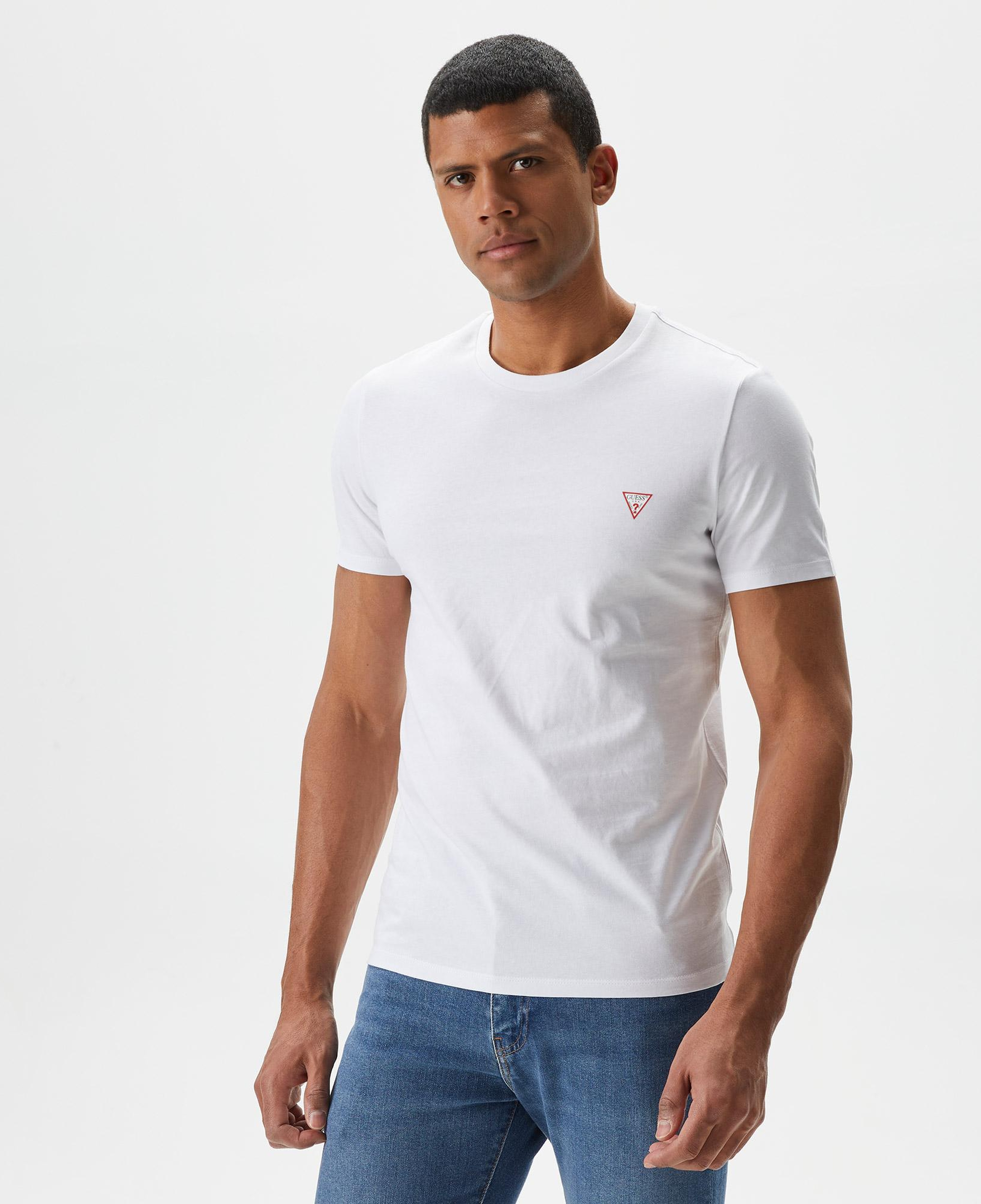 Guess Mid Organic Stream Jersey Erkek Beyaz T-Shirt